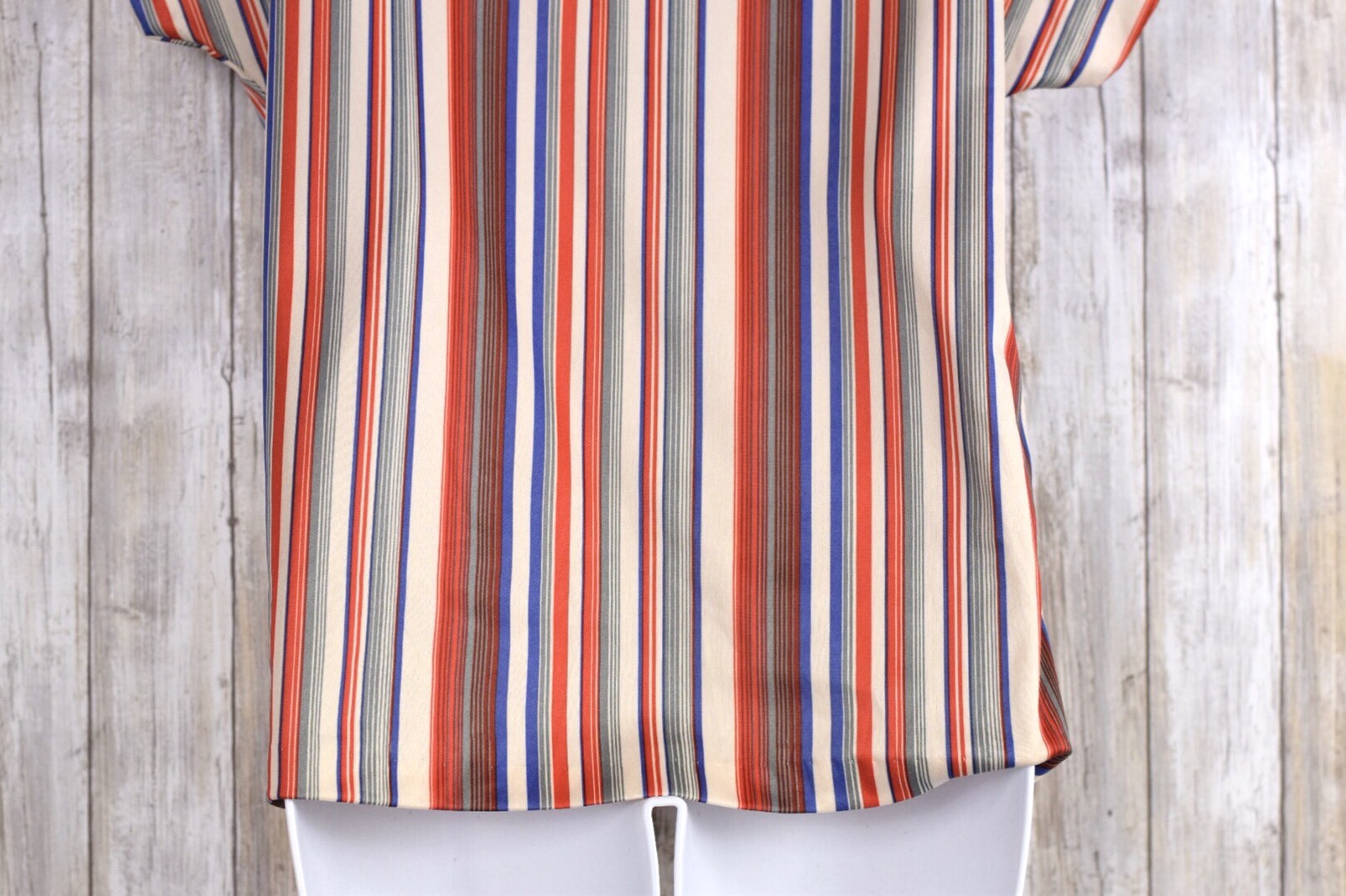 Vintage Rhoda Lee Short Sleeve Multi Color Stripe Shirt Size 12