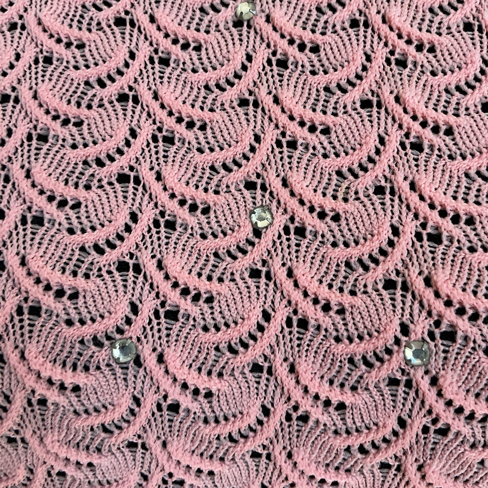 VTG Pink Lace Bodice Maxi Dress Size 14 Long Sleeve Rhinestone USA Made #11C7