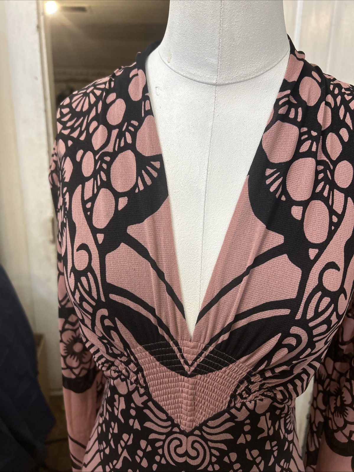 Gorgeous Vintage Vivienne Tam Nylon Mesh Black & Pink Floral Dress Size 1
