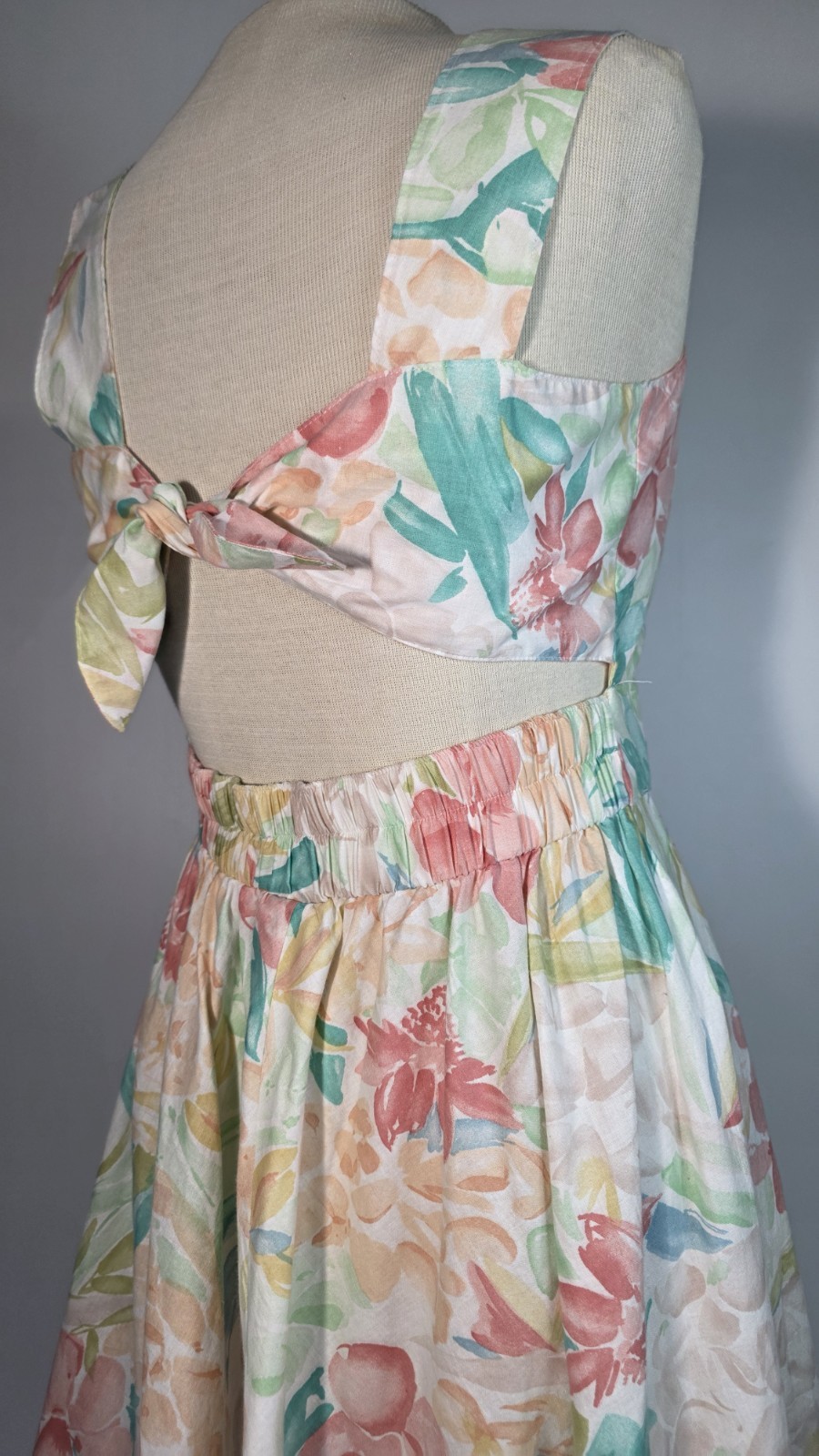 Vintage Carol Anderson Petite Floral Tie back Dress Size 2-4 Cottage Core Lolita