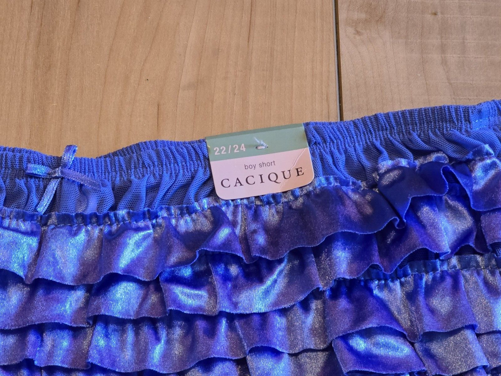 NWT OS Vintage RUFFLED Rumba CACIQUE Satin Sheer plus size panties sz 22/24
