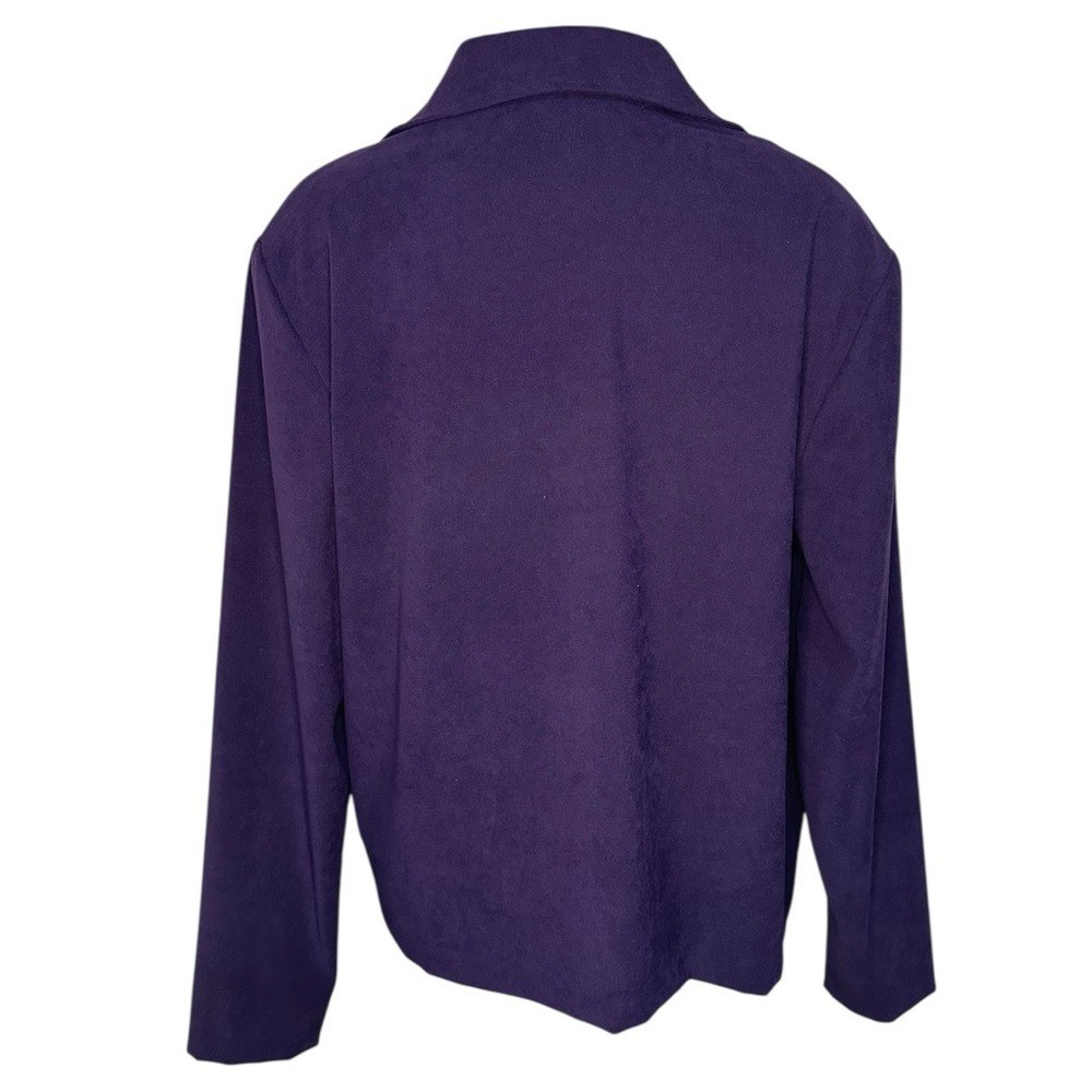 Briggs New York Womens Purple Jacket Size Petite M Career Casual Collared Open