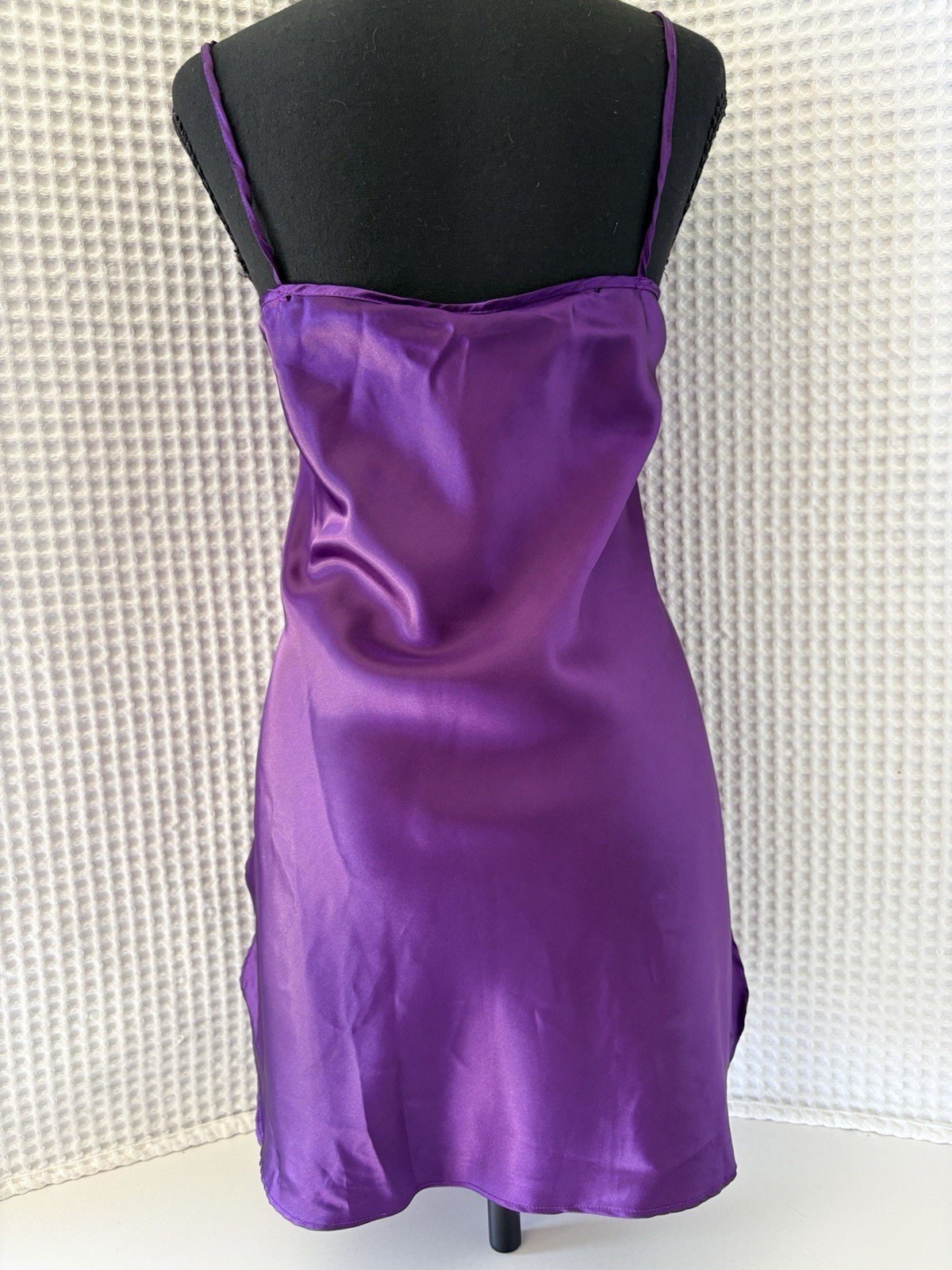 Vintage SleepSolutions Chemise Purple Satin&Lace Slip Dress Size L Sexy Nightie