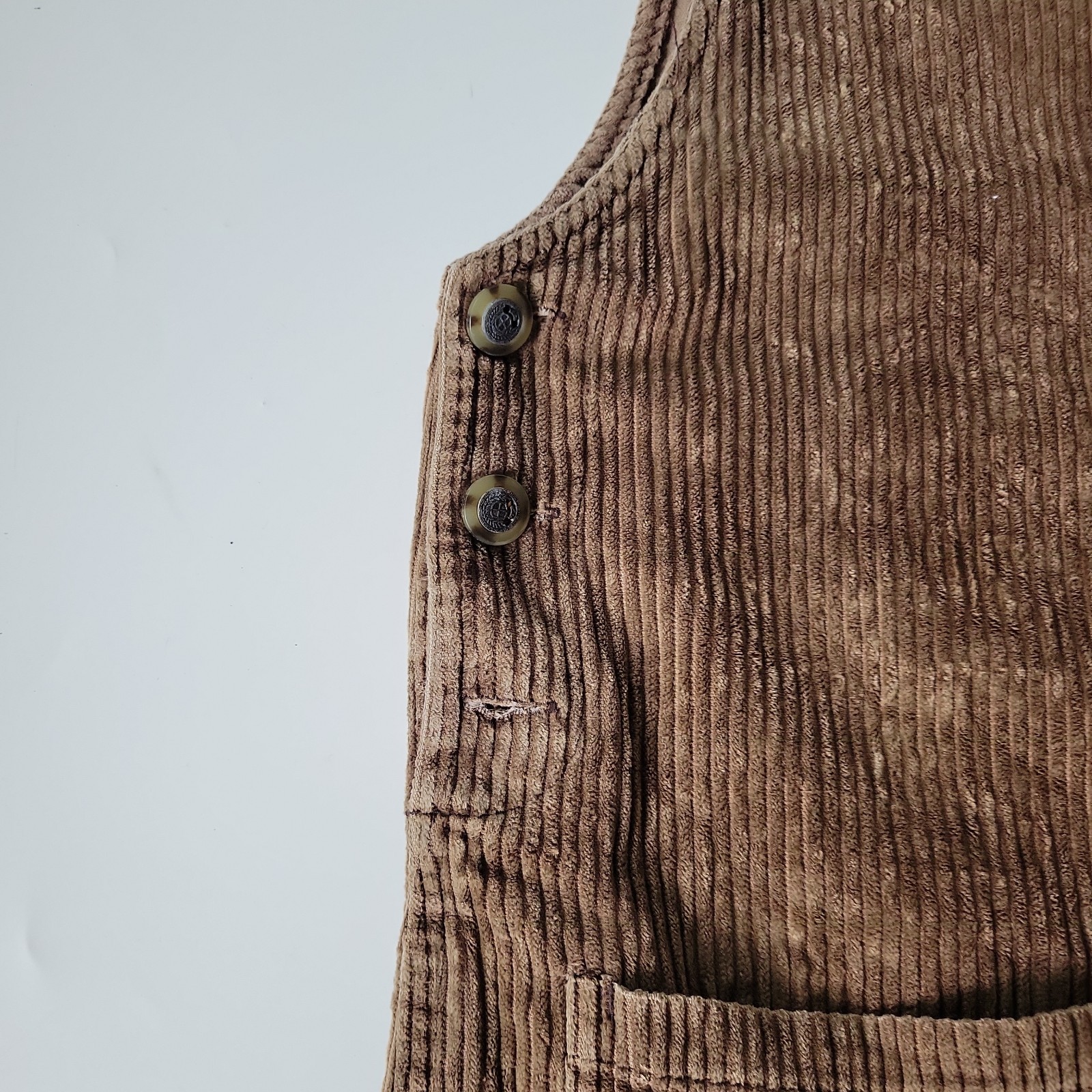 Vintage Directives Corduroy Pinafore Apron Dress Large Chocolate Brown Academia