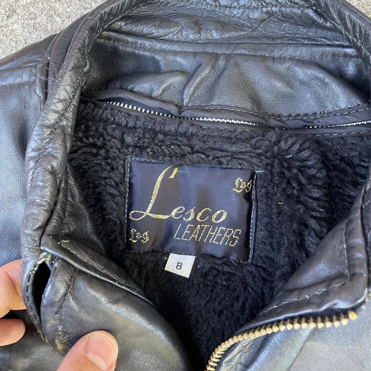 Vtg 60s 70s Lesco Leather Jacket Womens 8 Biker Motorcycle Talon Black Xs