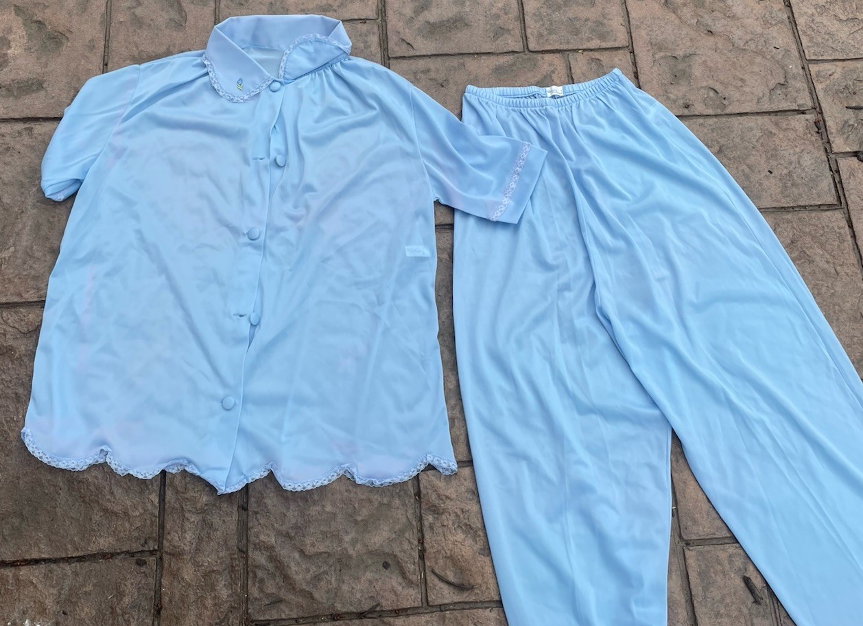 Vintage 60’S Henson Kickernick Pajama Set Women’s Sz 32 XS Blue Nylon USA