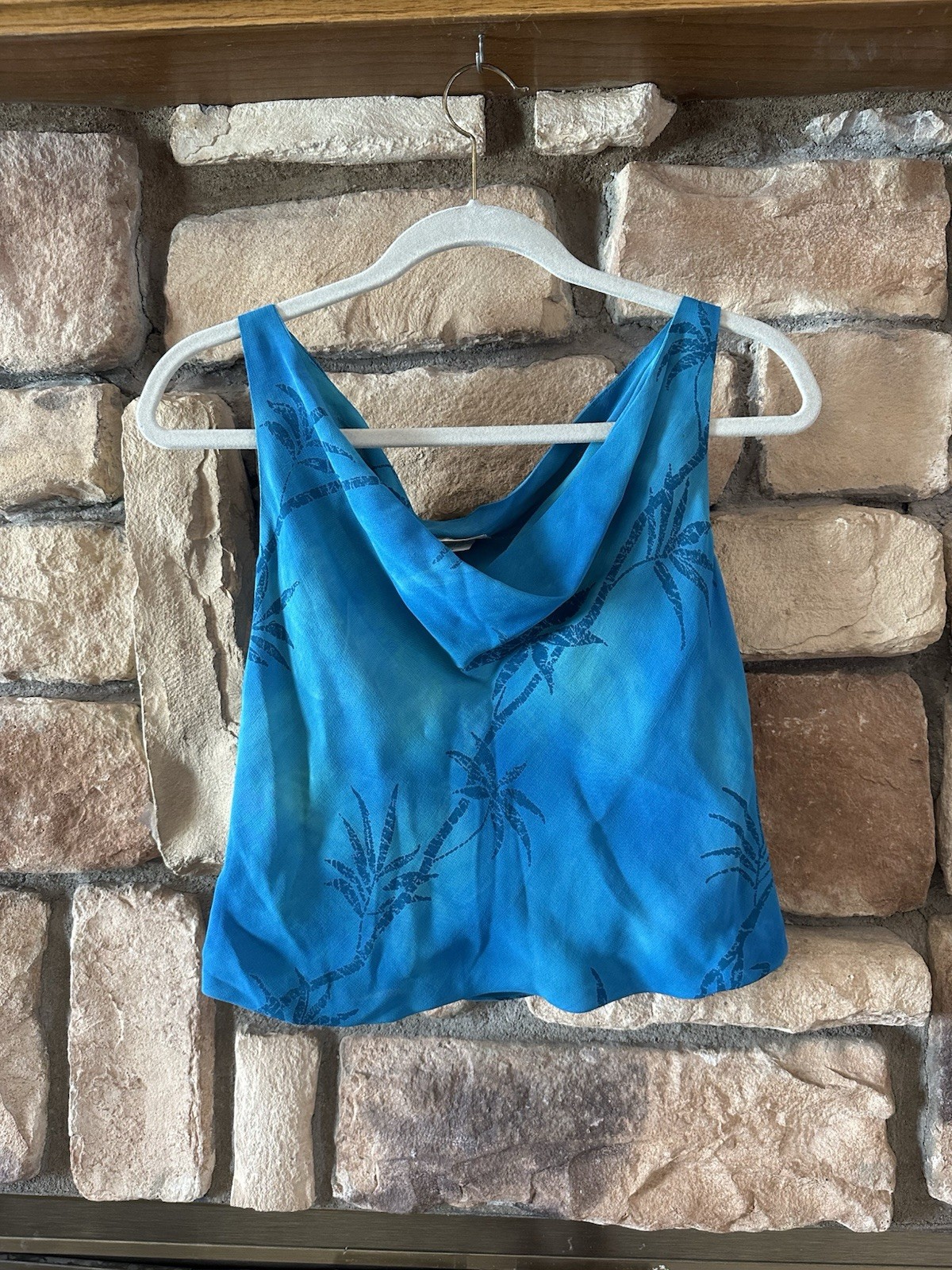 VTG Caché 80s/90s 2pc Set Blue Hawaiian Beach Skirt & Top Sz 4 Womens Rayon Y2K