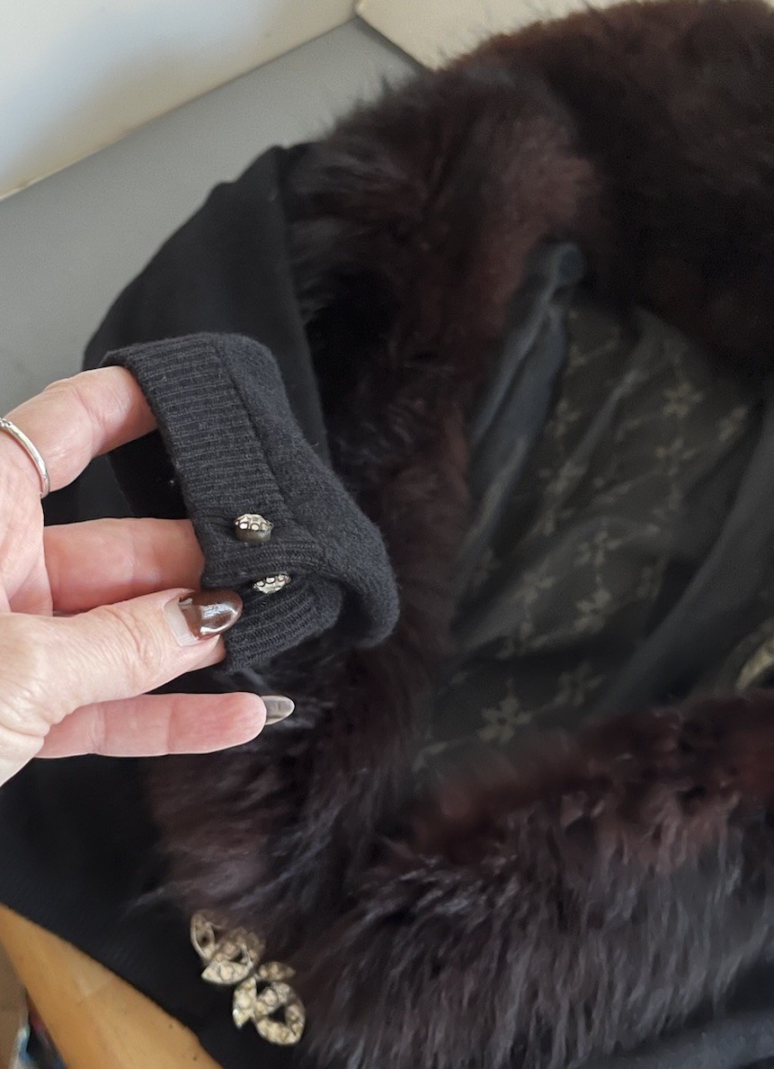 LOT x 2 Women’s 1950s Vintage Cardigan Sweater Real Fox Fur Shawl Collars-Sz M
