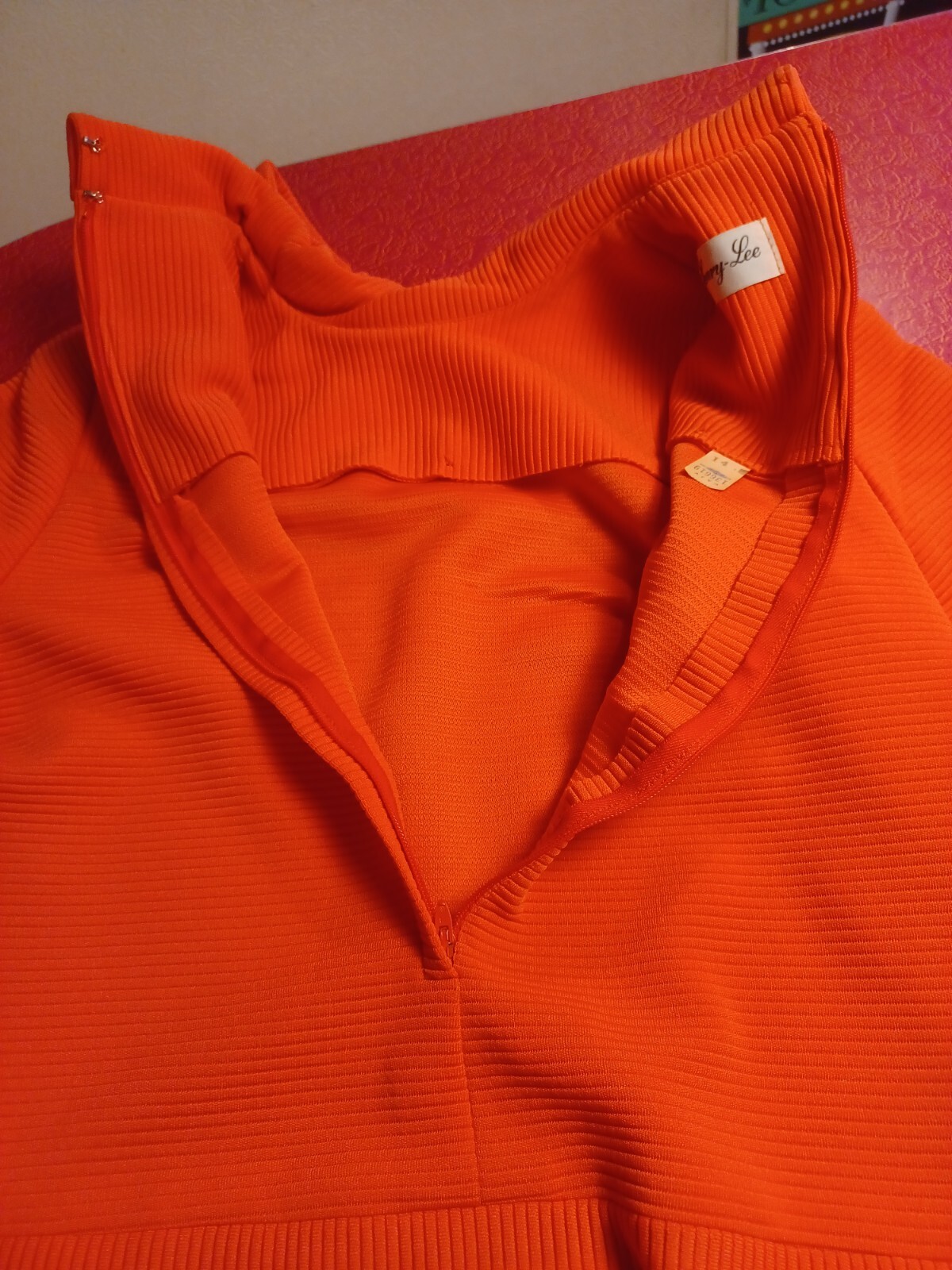 Vtg Mid-century 1960s Polyester Skirt Set UNION LABEL Orange Henry Lee MOD MCM