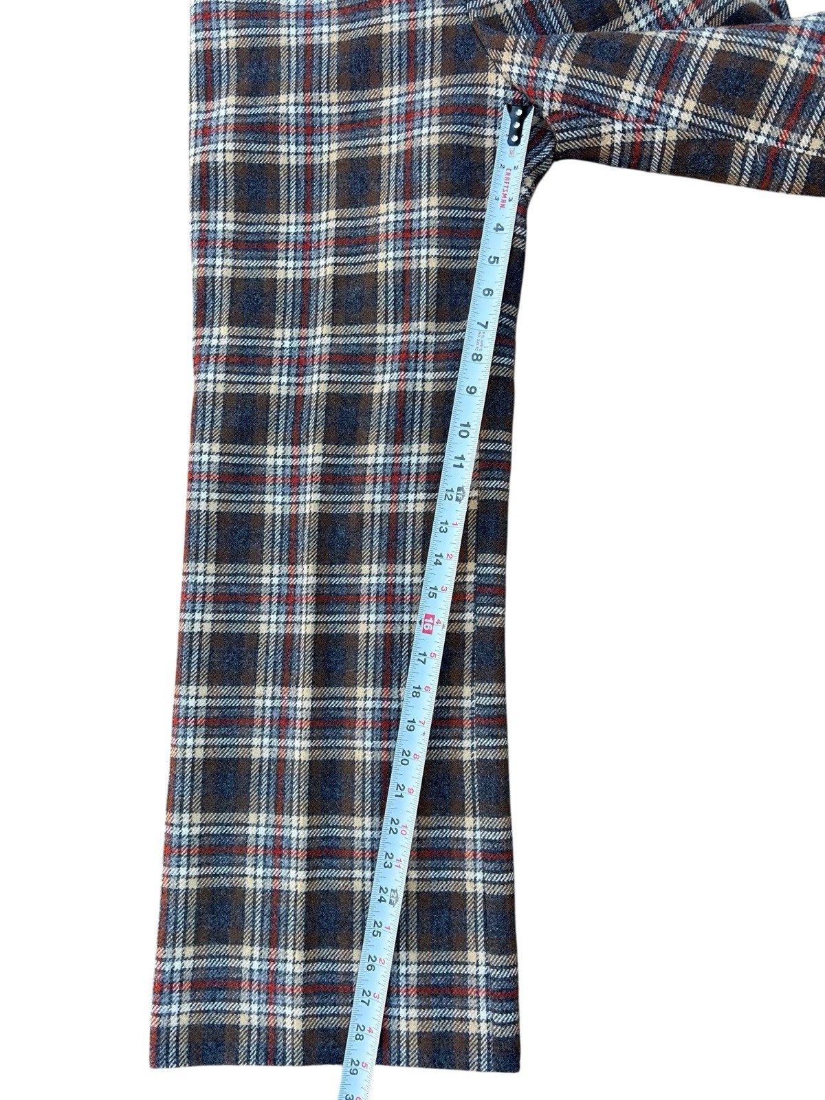VINTAGE 1970’s PLAID TWEED FLARE LEG PANTS SLACKS HIGH WAIST BOHO PREP ACADEMIA