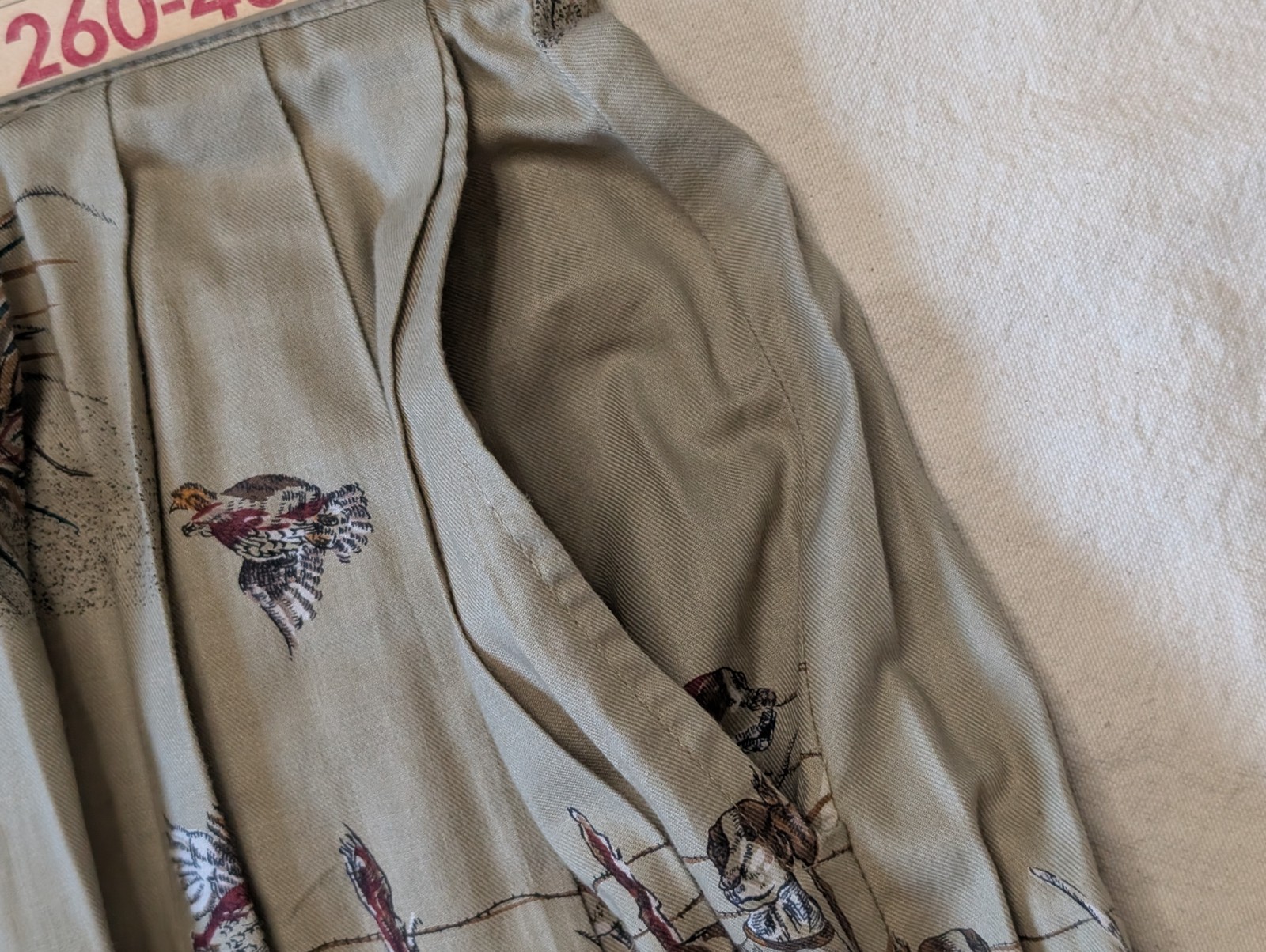 Vintage 80s Women’s All Cotton Hunting Dog Print Maxi Skirt Ruff Hewn Size 14 US