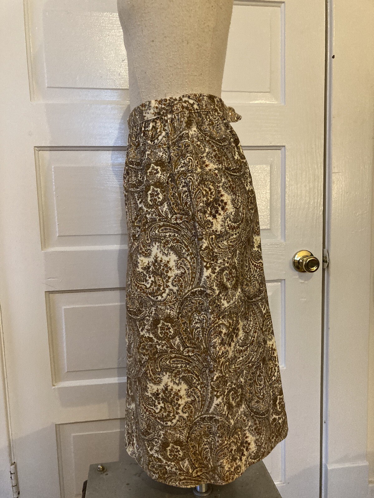 Vintage Set 1970s Corduroy Jacket & Skirt Paisley Handmade Costume Suit
