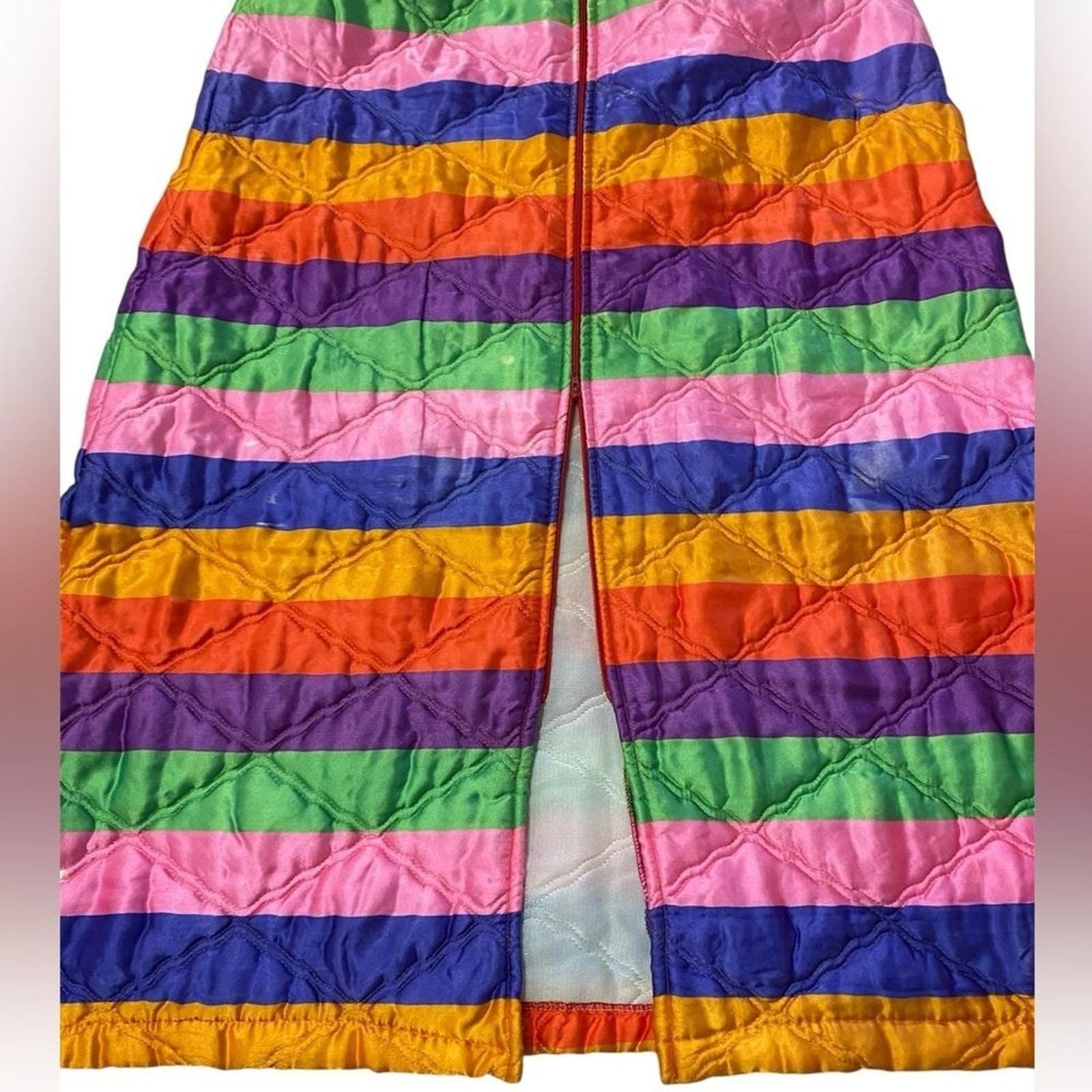 Vintage Rhapsody By Glazier Quilted Striped Maxi Skirt Small Medium Rainbow
