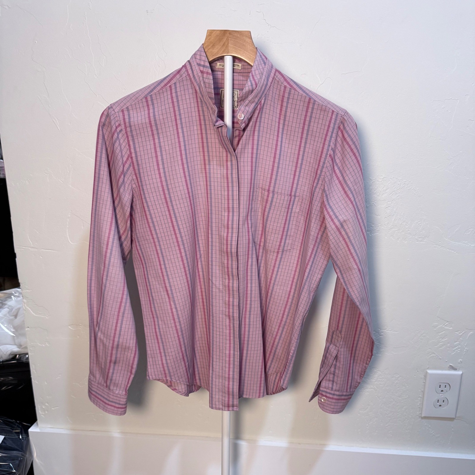 Vintage Peter Ashley Plaid Blouse | Mandarin Collar Academia Teacher Core