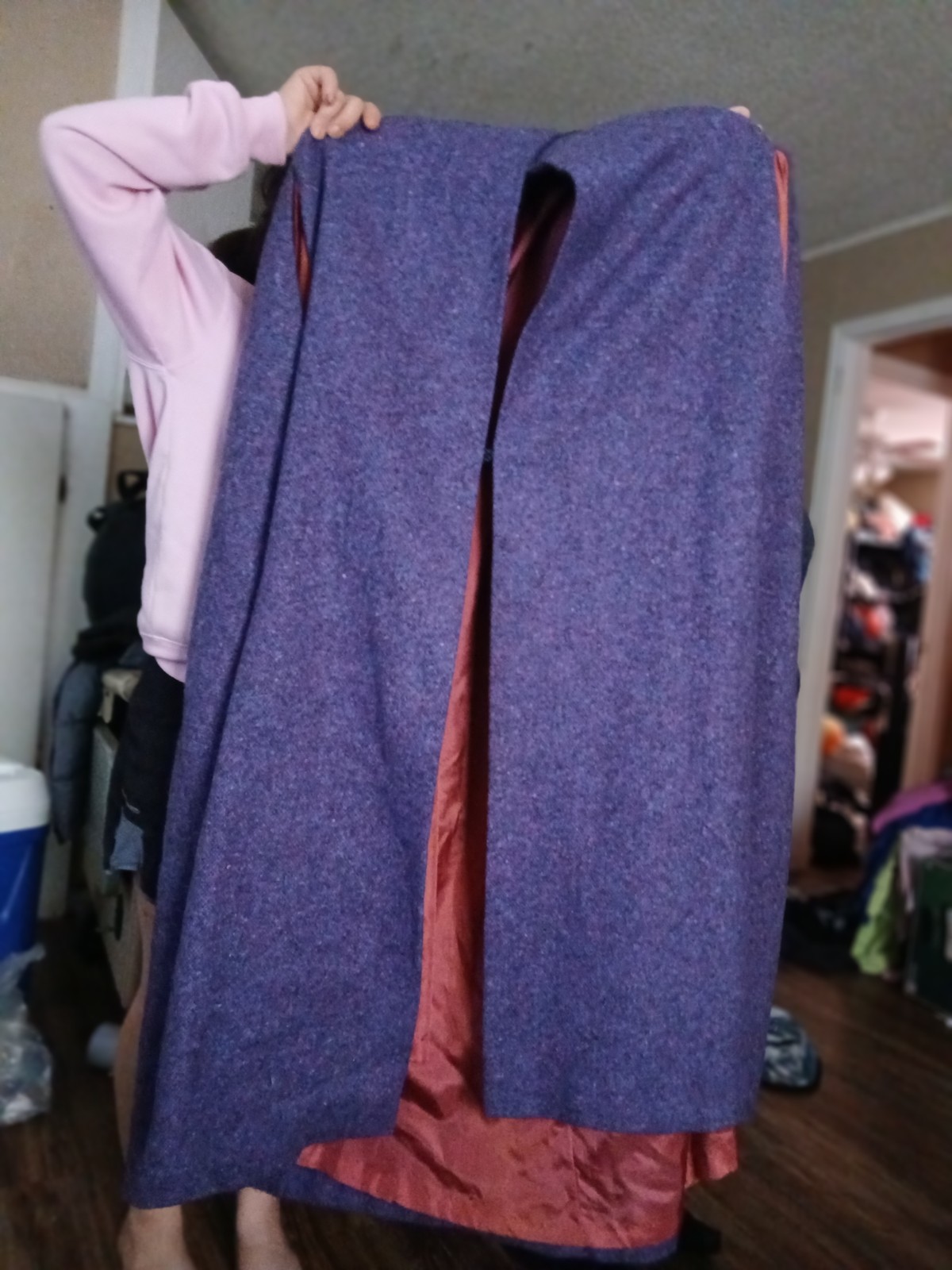 Jimmy Hourihan Donegal Tweed Ireland Purple Color Fleck Cape Hoodie L Xl