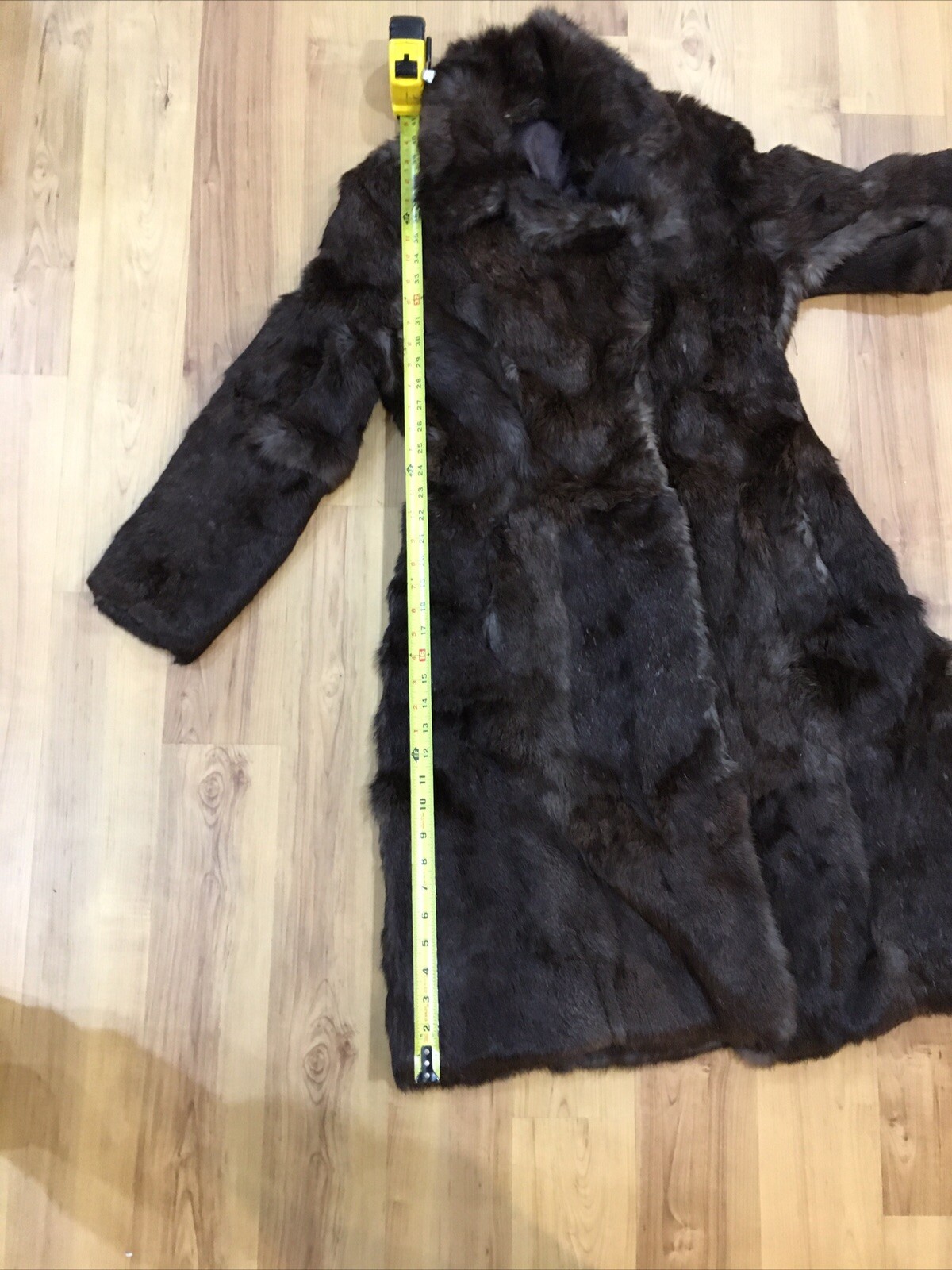 VTG 1970s Ladies Genuine Brown Real Coney Rabbit? Fur Winter Coat Size 16