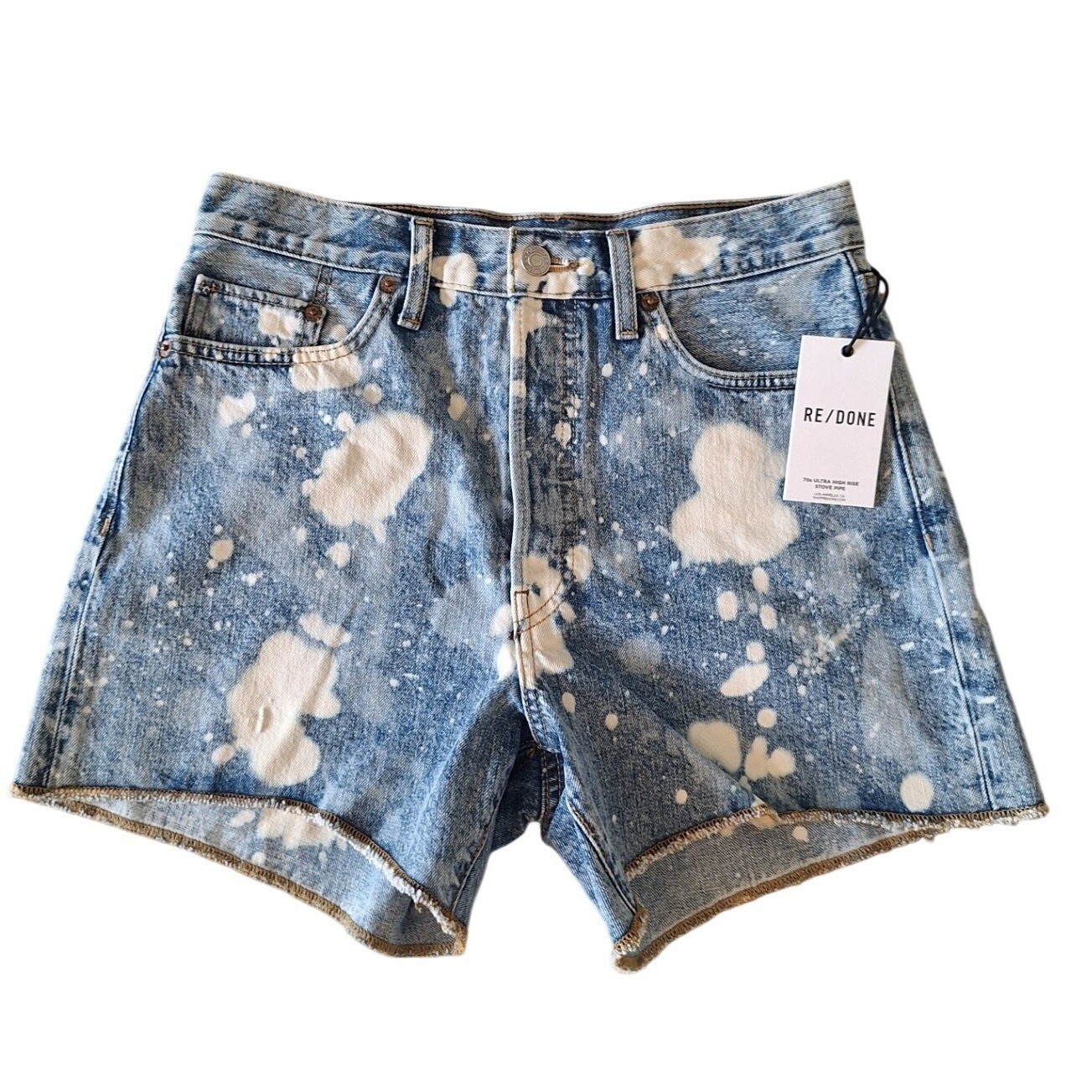 Re/Done Womens Splash 70S High Rise Flat Front Cut-Off Shorts Size 30