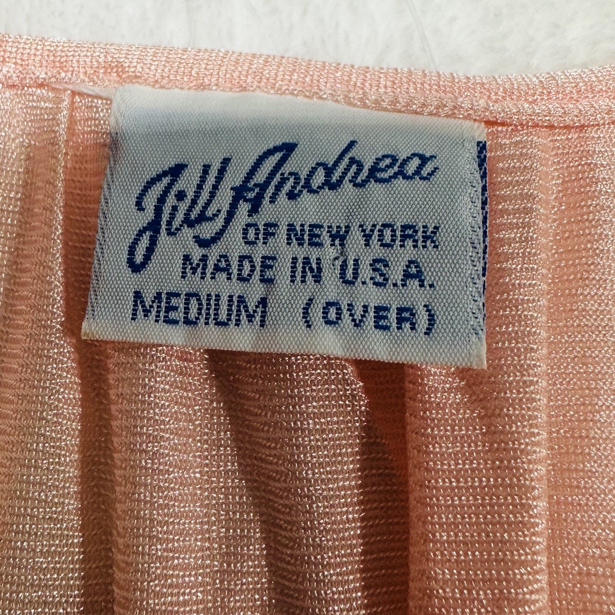 VTG Jill Andrea Of New York Pink Nylon V-Neck Nightgown Gown Negligee Sz Medium