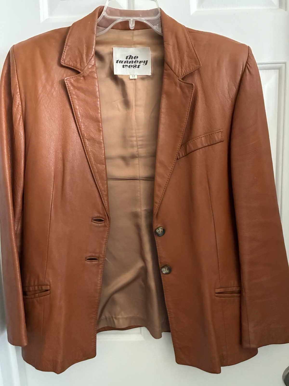 The Tannery West VTG Leather Blazer Jacket Women’s Brown Lined