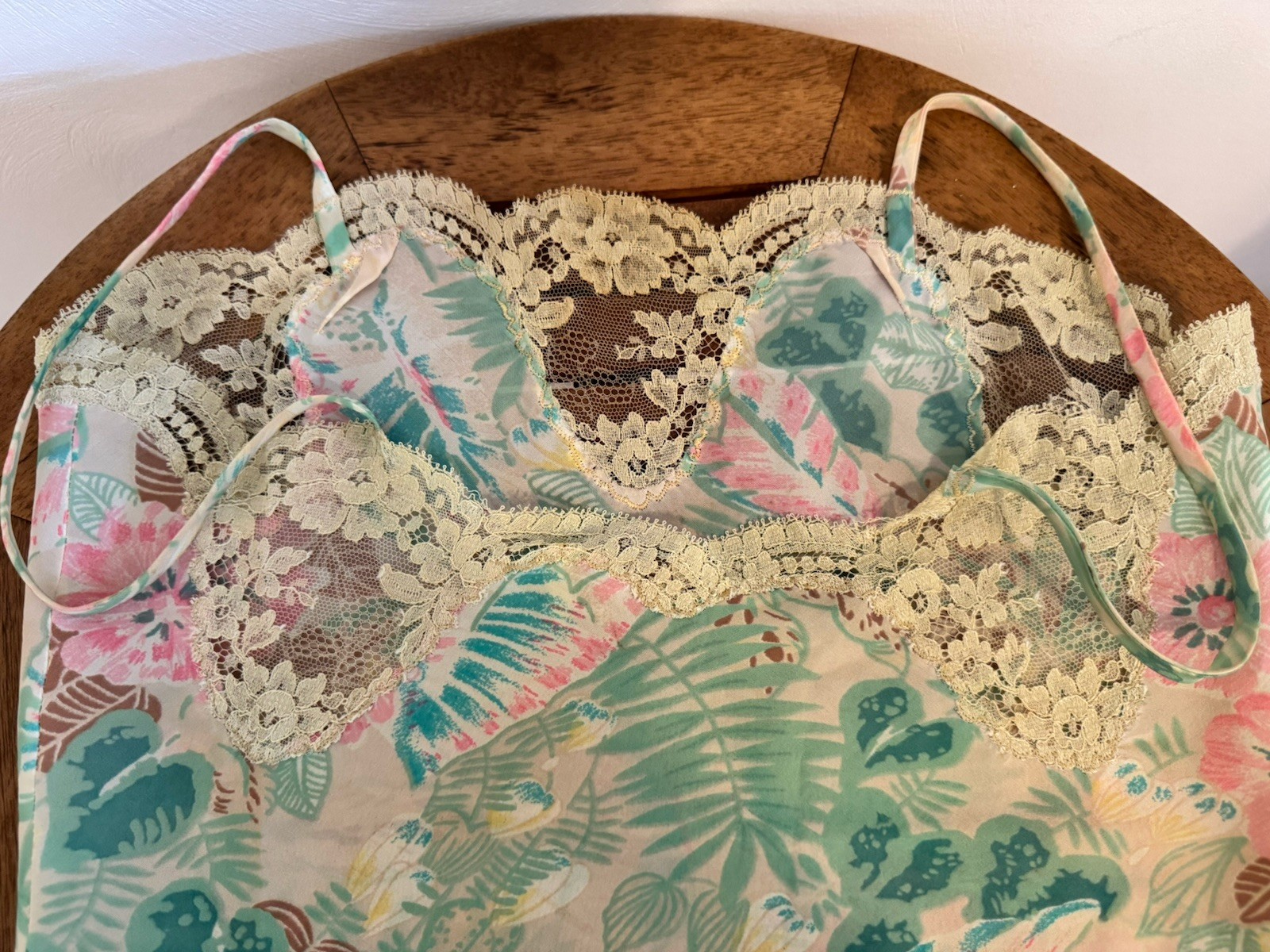 Vintage Parisian Maid for Bergdorf Goodman Floral Camisole Lace Detail Petite