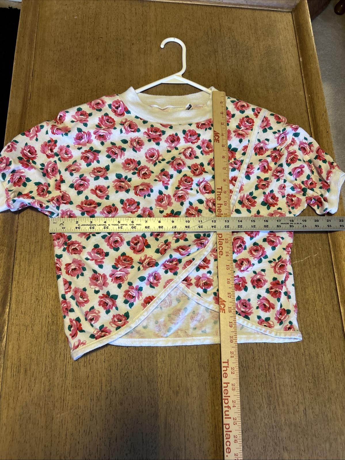Womens Vintage Top Another Name Floral Prnt Cropped Grandma/Beach S/M Shldr Pads