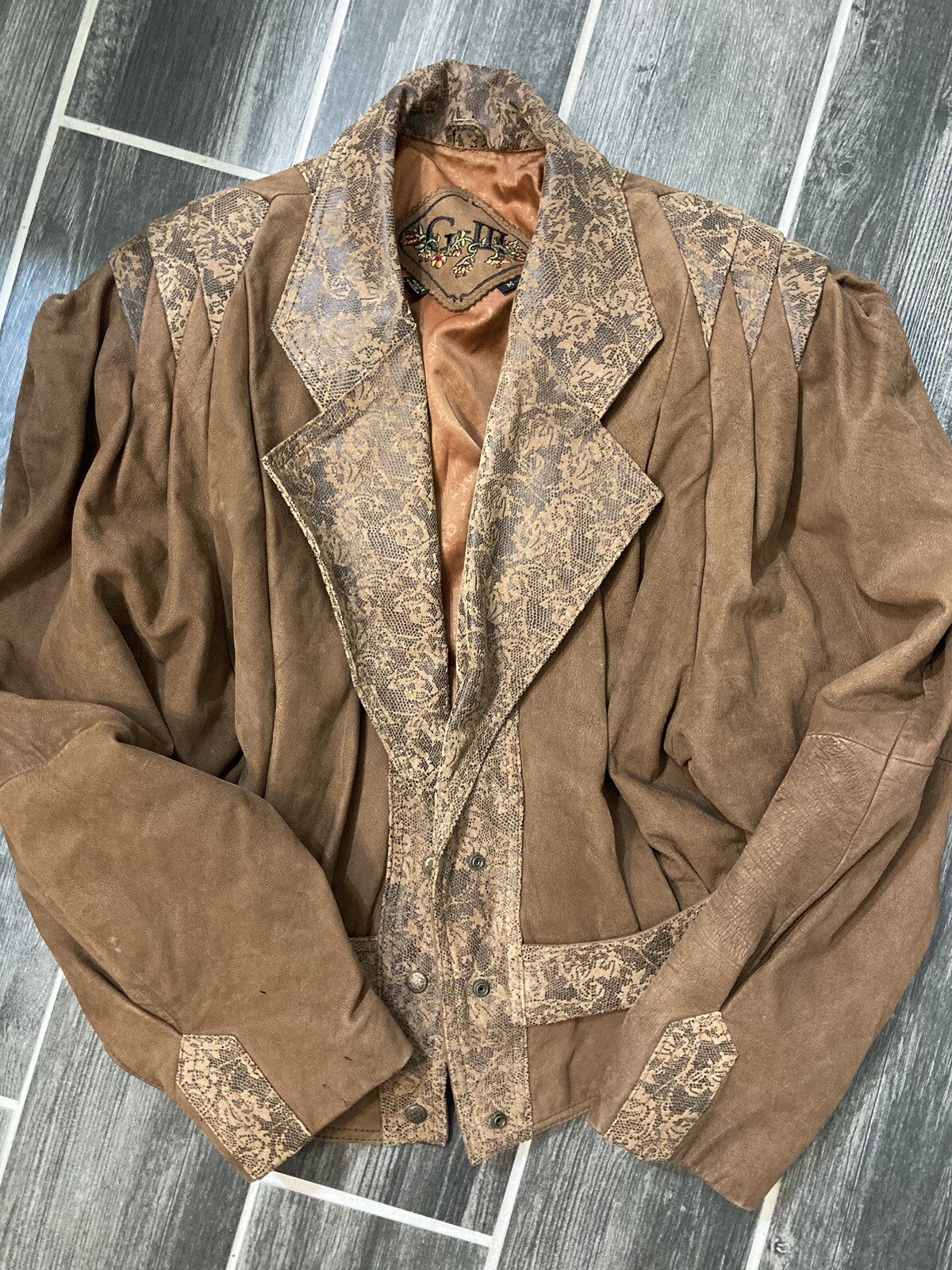 Vintage 80-90s Floral/Animal Print Jacket Boho Rock Glam Western Yellowstone J2