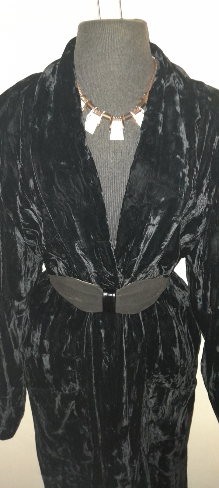 Vtg 80s NORMA KAMALI Contempo Casuals 20s 30s Deco Style SILK VELVET Opera Coat