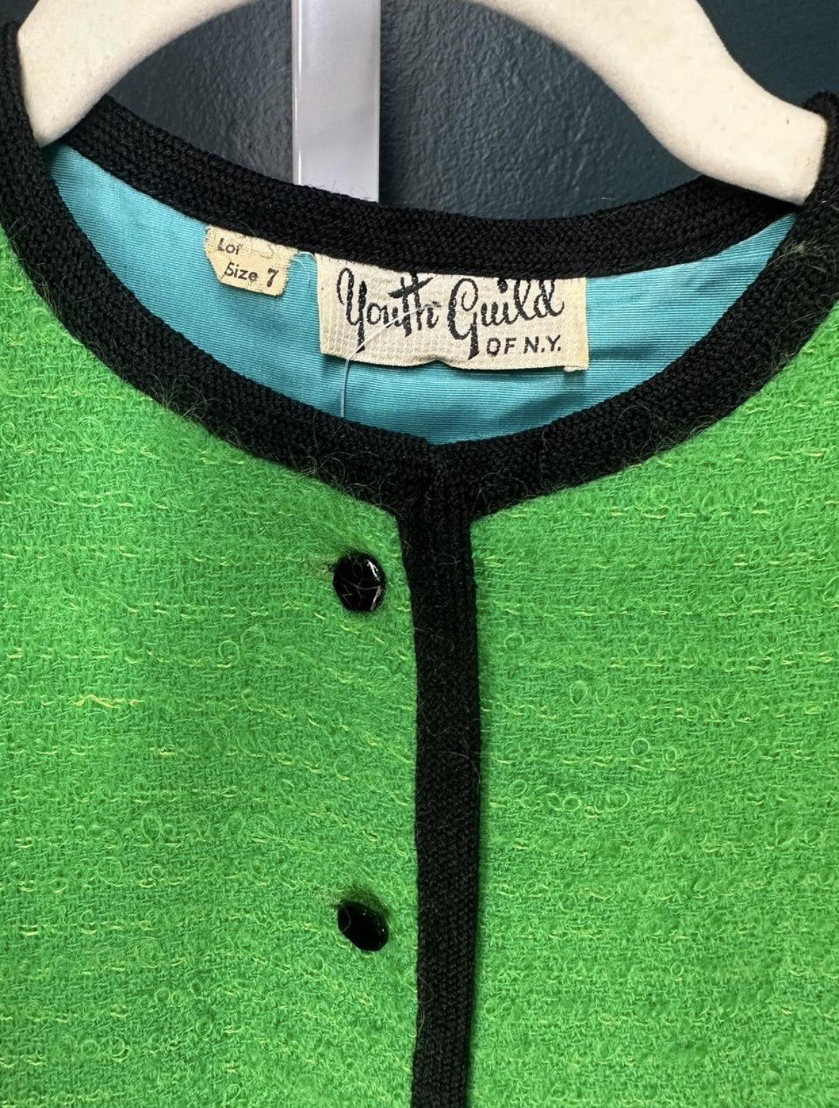 Vintage 1960s Bright Green And Black Button Down Mod Dress By Youth Guild Of NY