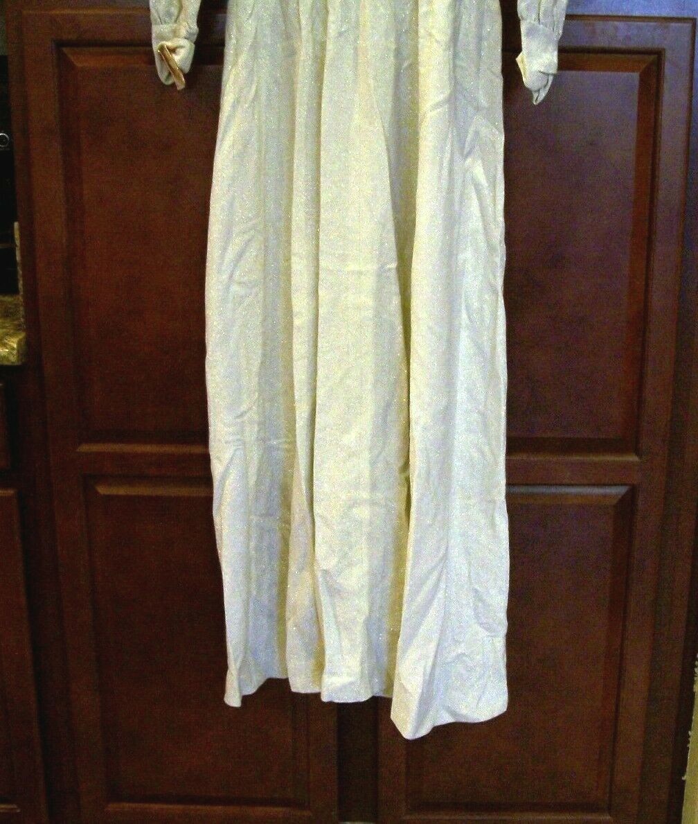 Miss Magnin silver metallic maxi dress, sz. S, 34″ chest, c. 1970s