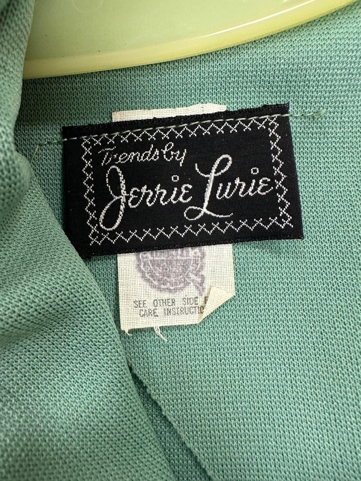 Vintage 70s Jerrie Lurrie Green Polyester Dress S