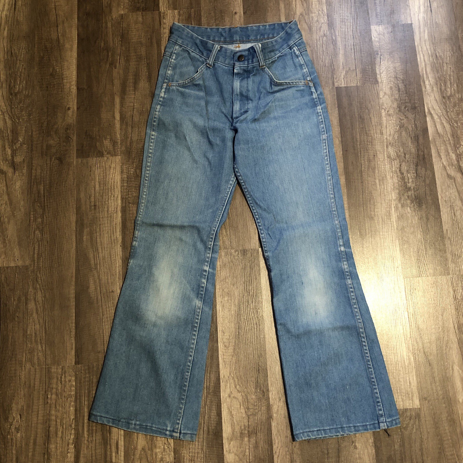Vintage 70s Sears Put On Shop Jeans Boys 26×27 Medium Wash Flare Bootcut Pants