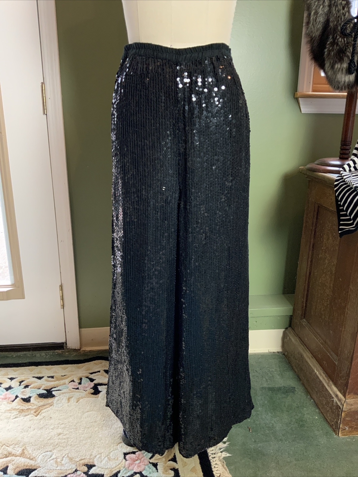 Jean by Joseph Le Bon Vintage Sequined Beaded Evening Palazzo Pants Sz M ￼￼