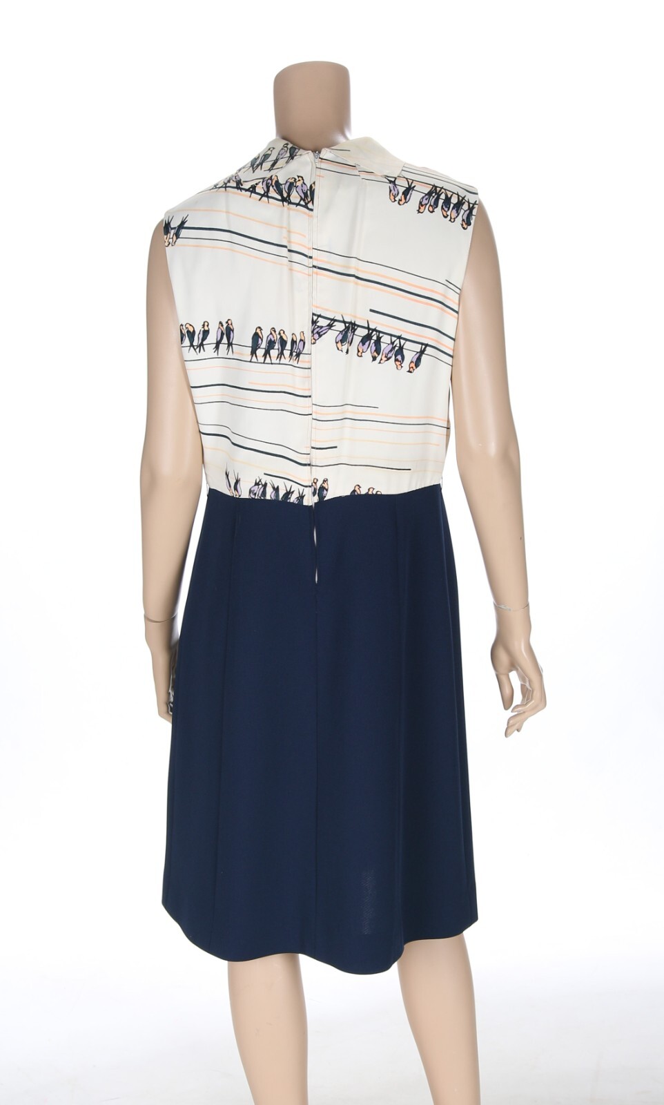 Unbranded Vintage 60s 70s Bird Print Secretary Dress sz 16