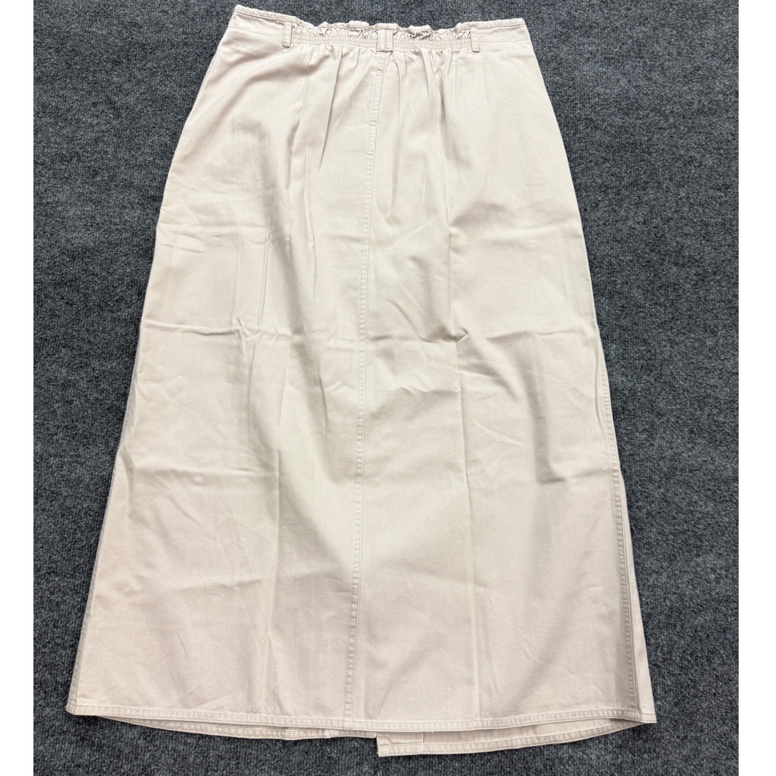 Route 66 Button Front Skirt Womens 13/14 Beige Cotton Maxi Cottage Boho Peasant