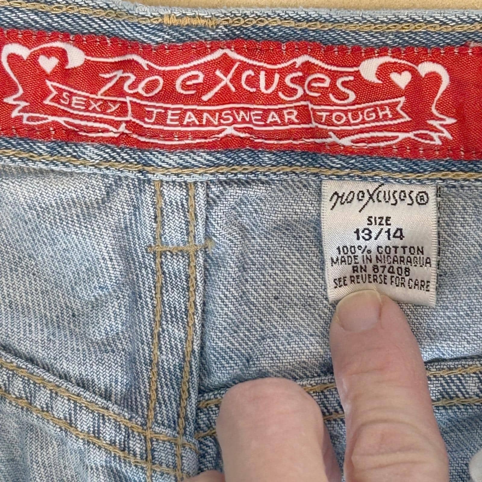 No Excuses Jeans Womens 13/14 Blue Light Wash High Rise Mom Tapered 90s Vintage