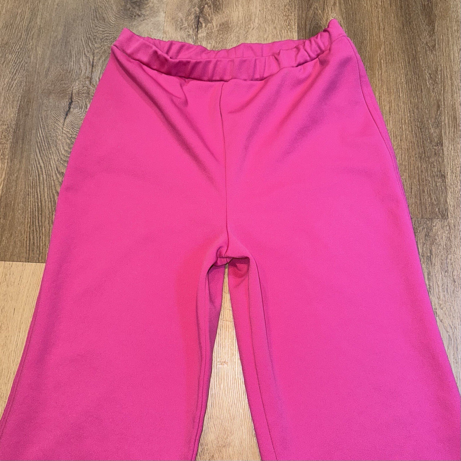 Vintage 60s 70s Bell Bottom Pants Womens 18 Pink Wide Leg Polyester Disco Hippie