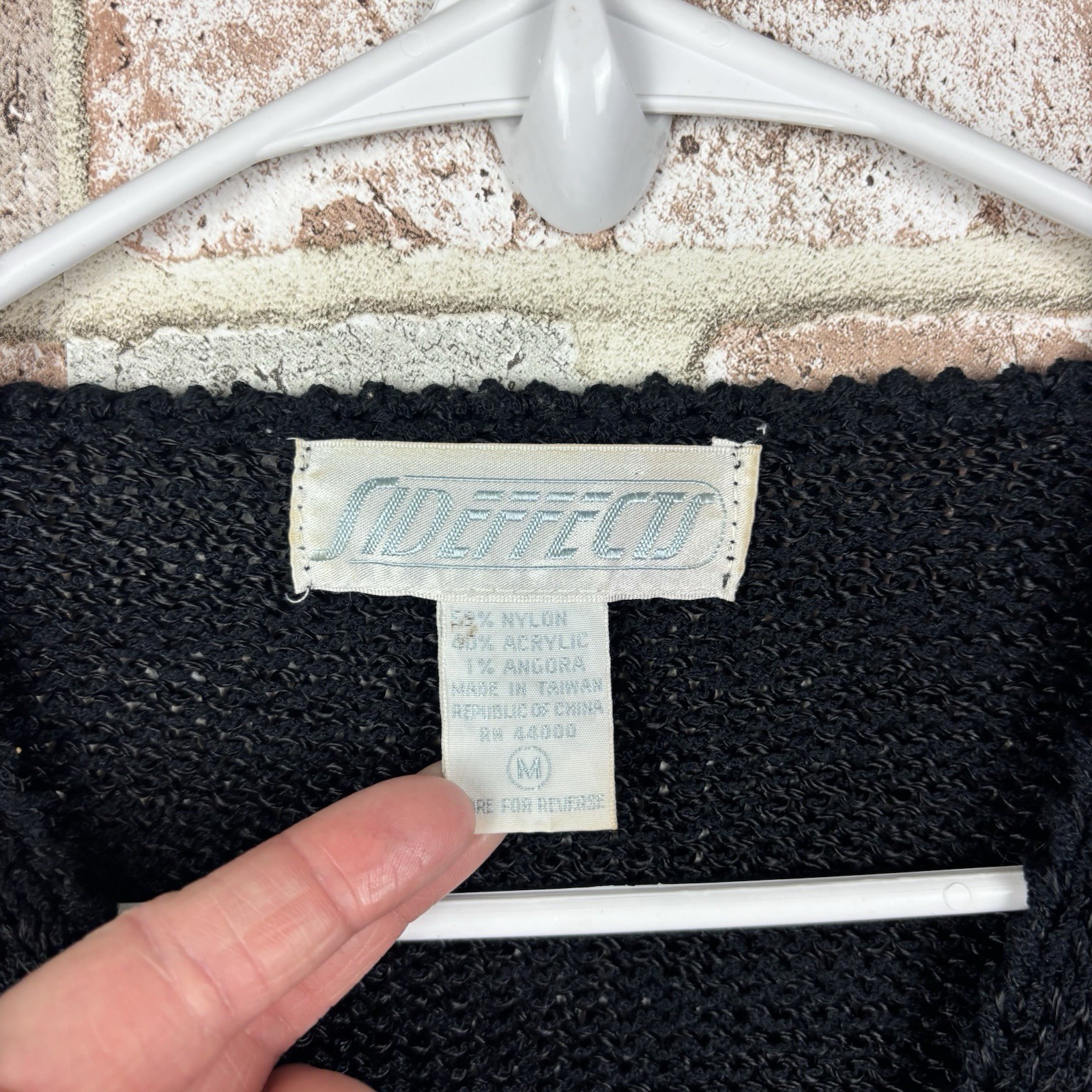 Vtg 80s Pearl Angora Blend V-Neck Sweater SIDE EFFECTS Women M Retro Glam