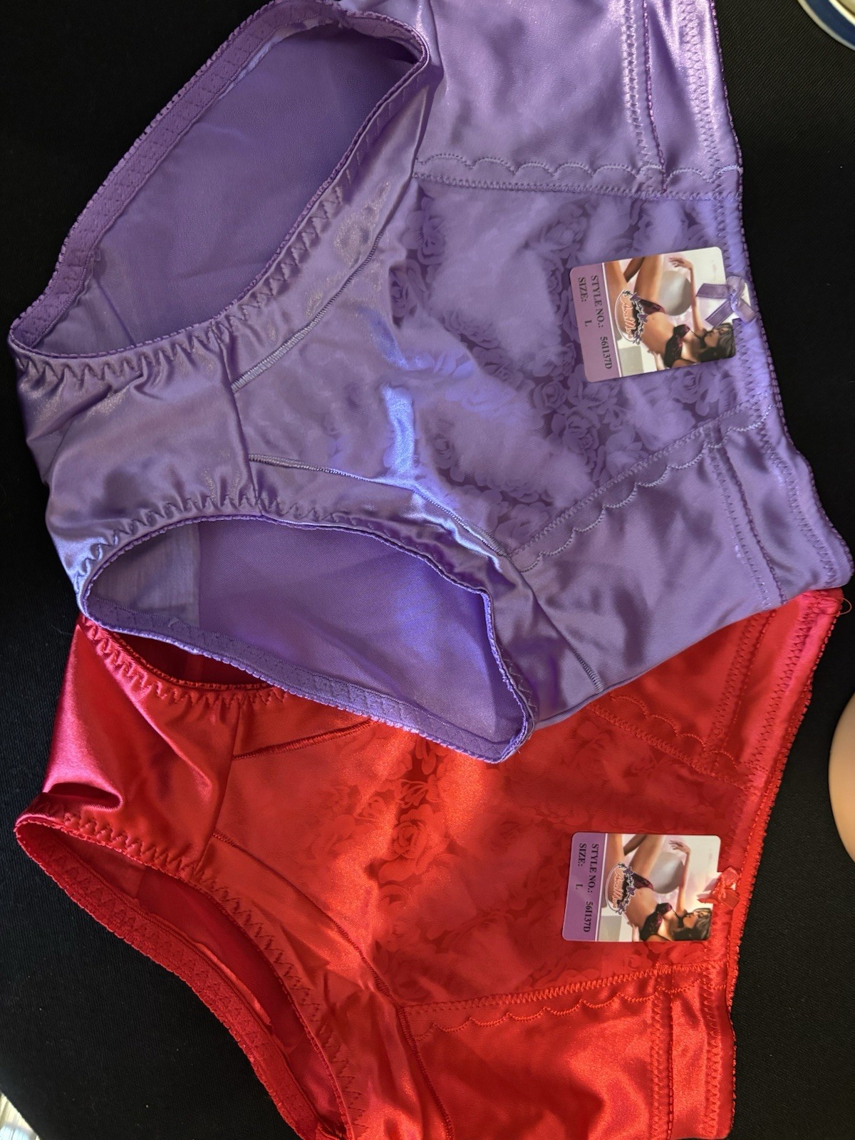 VTG SATIN SPANDEX WIDE FRILLY GENTLE PANTIES GIRDLE NIP TUCK SET