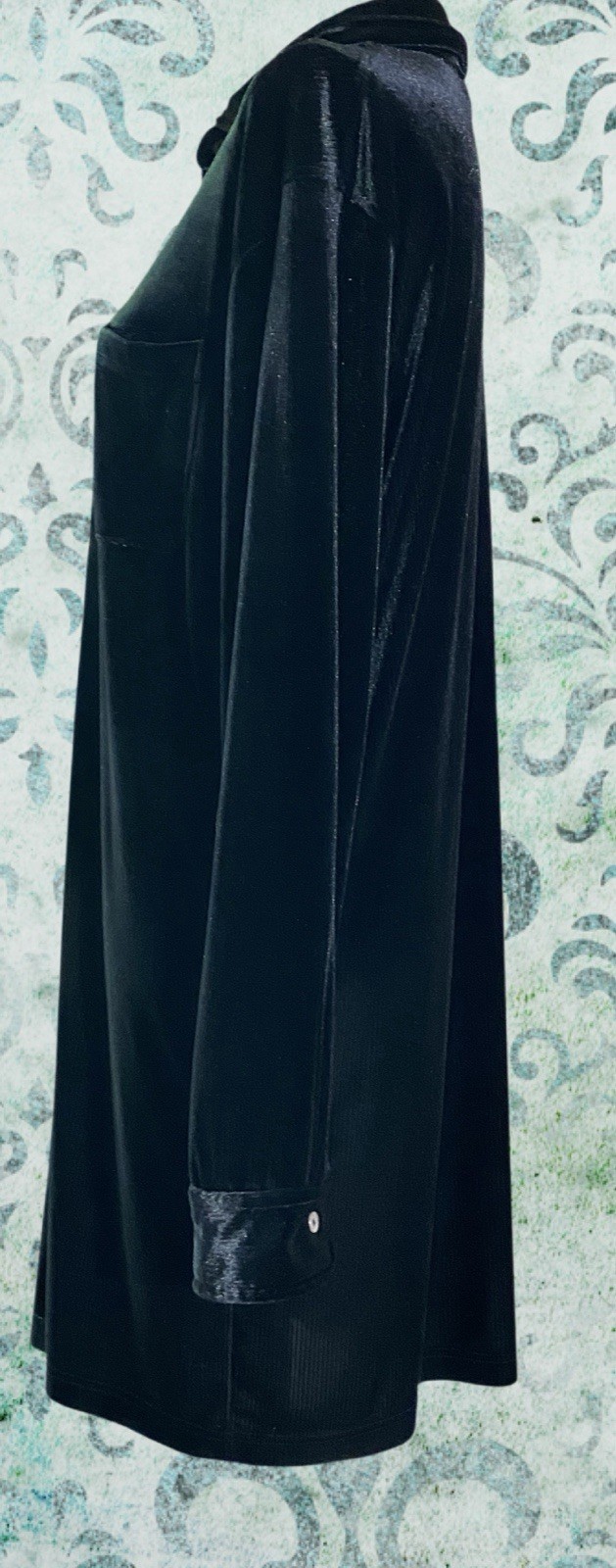 Jones New York Minimalist Womens L Velvet Black Midi Long Sleeve Dress -READ
