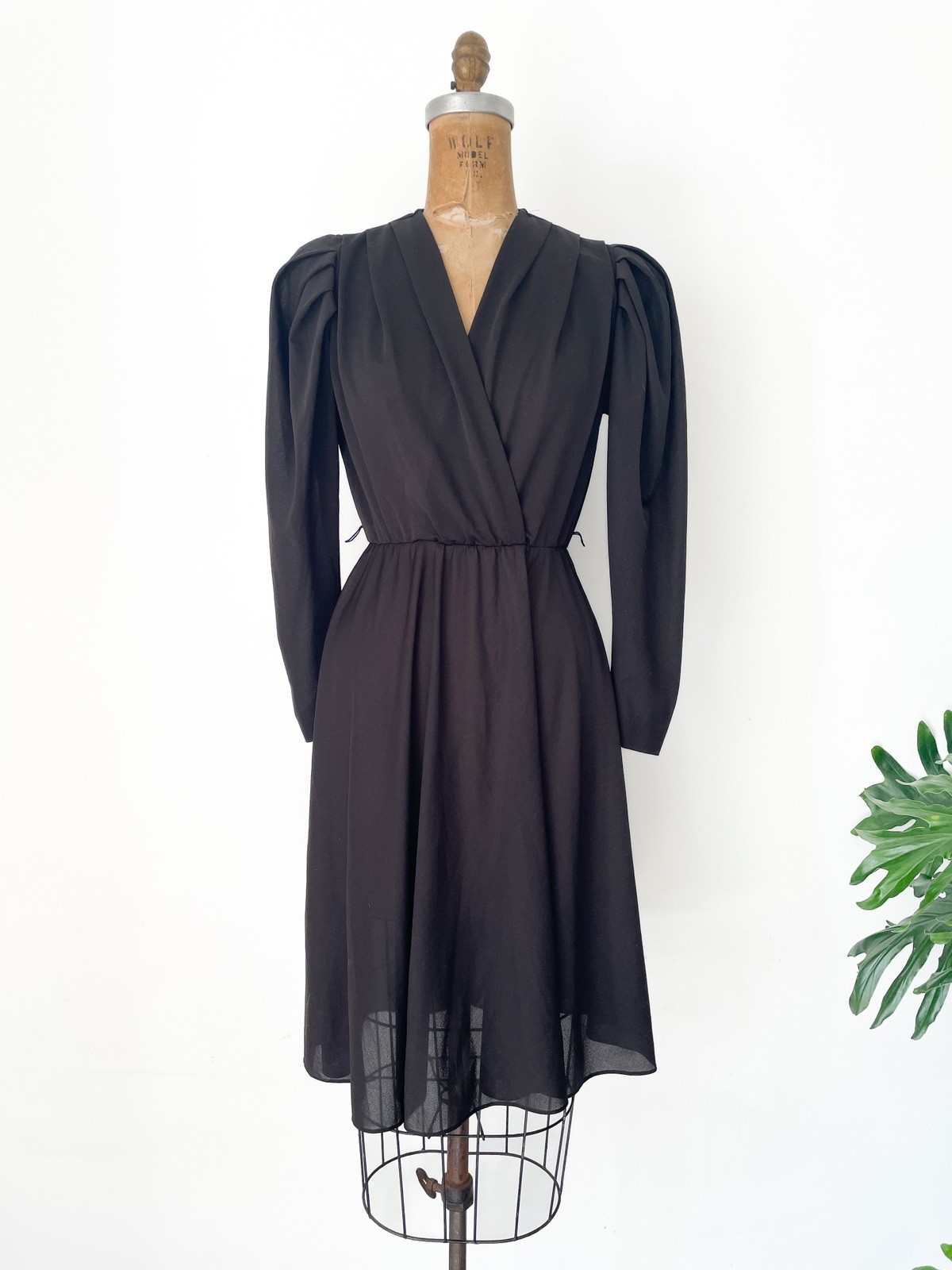 Vintage 1970’s – Early ‘80s Black Disco Dress Puff Sleeves ILGWU USA XS/S