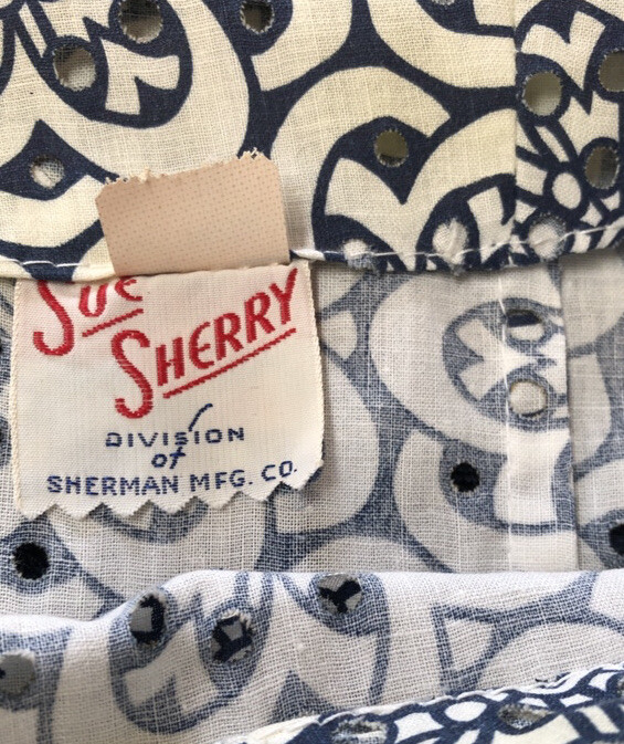 VTG 1940s-50s „SUE SHERRY” Die-Cut EYELET Graphic SUNDRESS *DEADSTOCK w/TAGS XXS