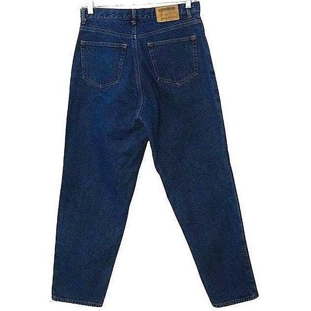 Vintage Eddie Bauer Flannel Lined Jeans Women 12 Petite Blue Plaid High Rise Mom