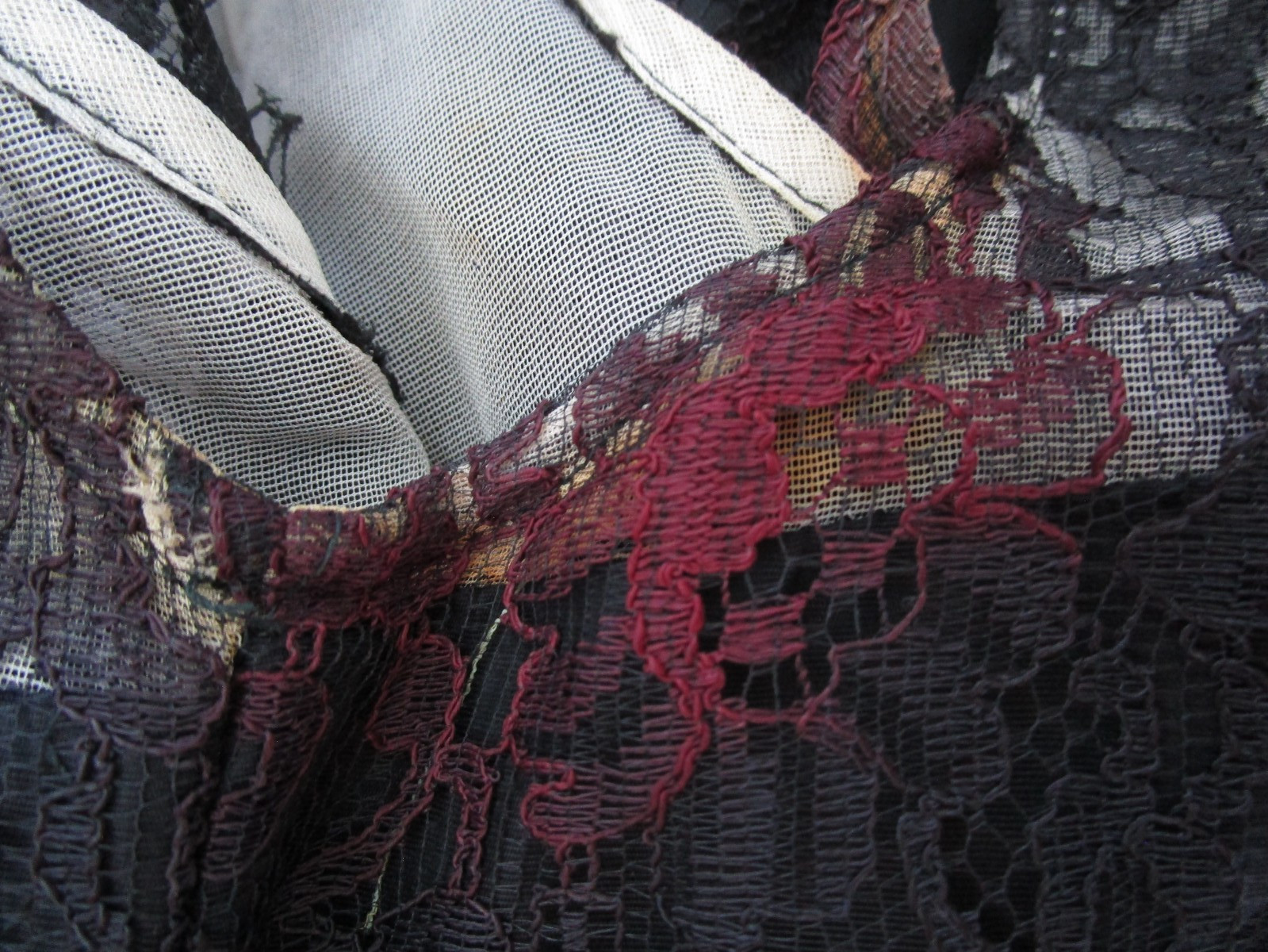 Vtg 60s Another Ann Barry Jr. Black Lace Drop Waist Mod Flapper Party Dress TLC
