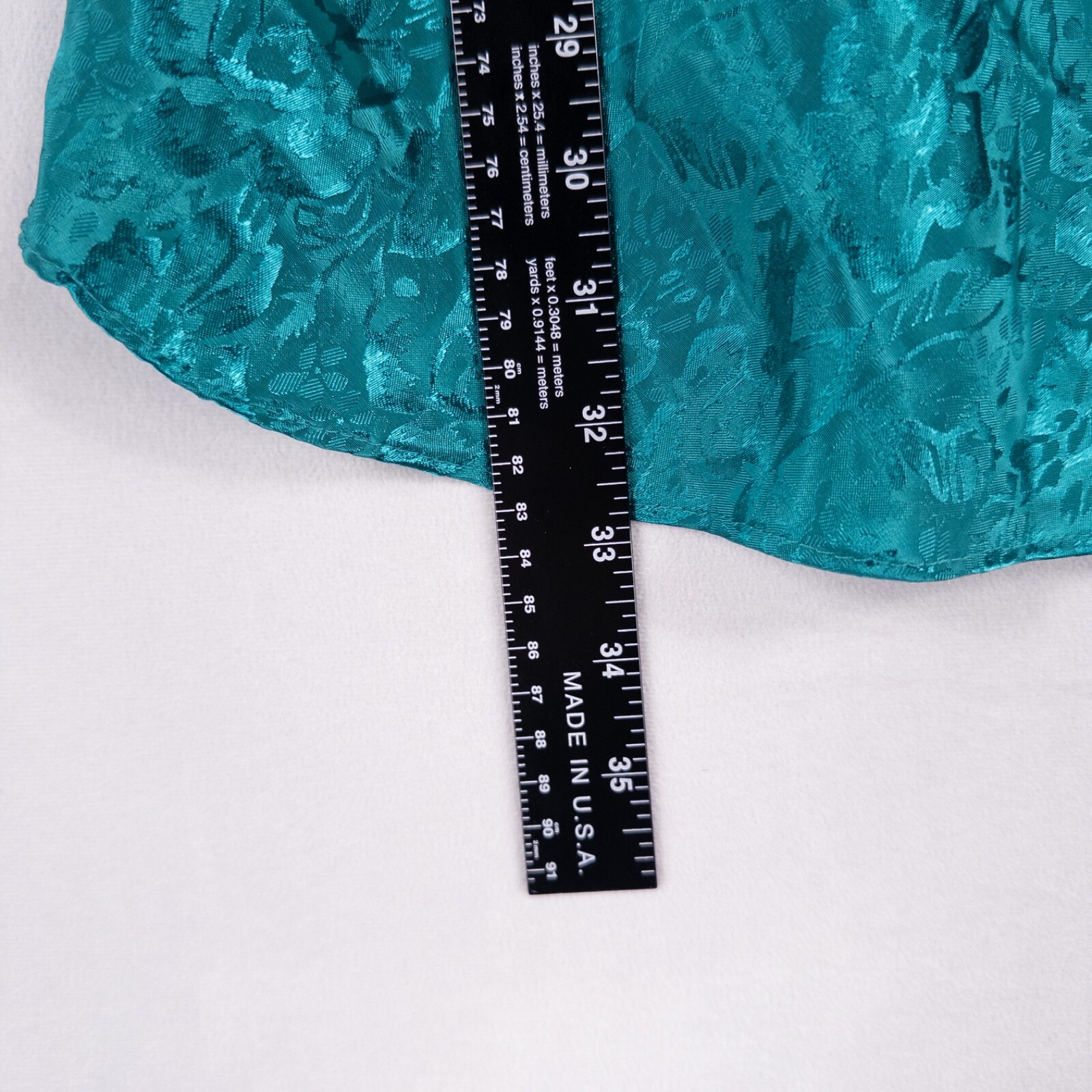 Vintage Circa 2000 Negligee Medium Teal Blue Floral Jacquard Slip Dress 90s Y2K