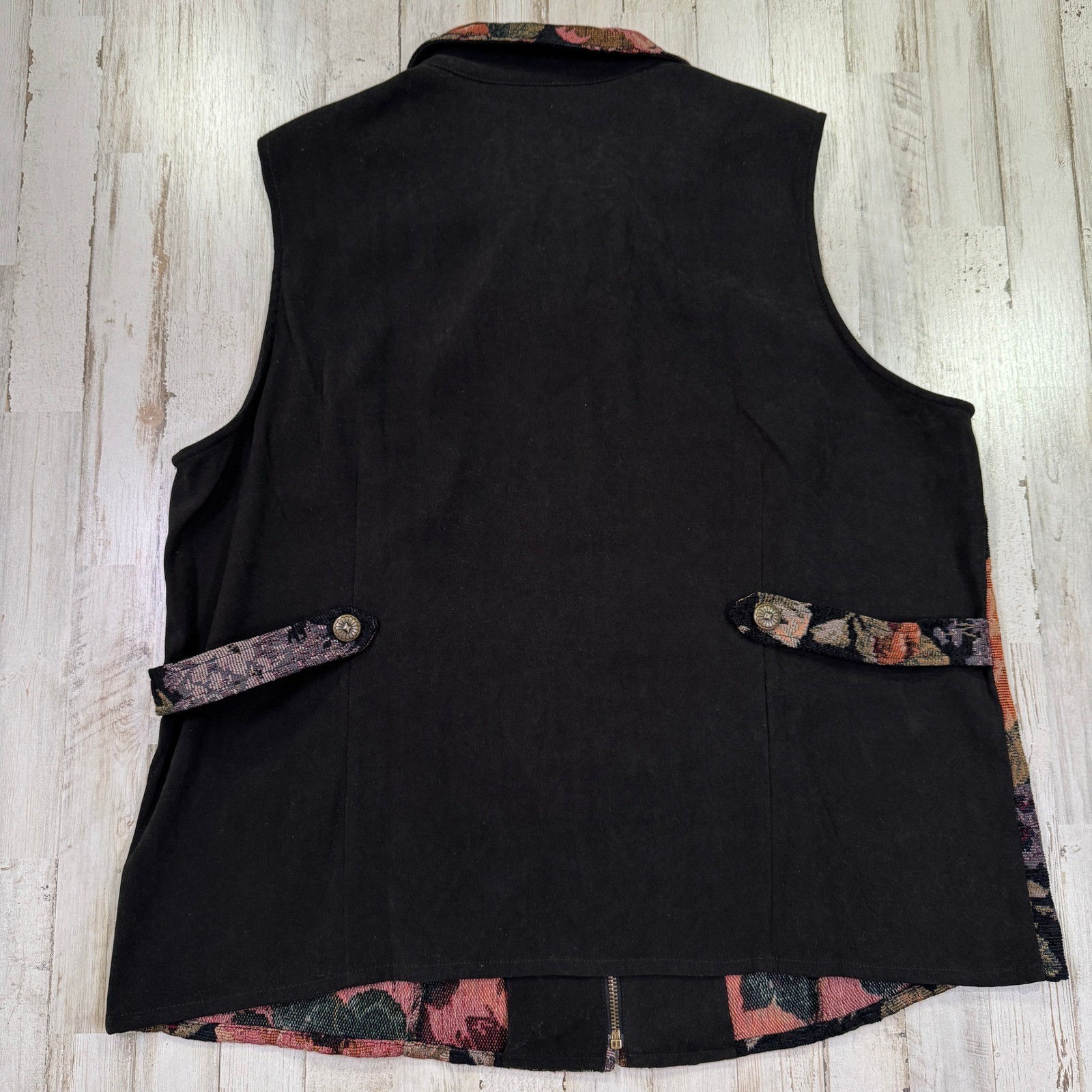 NWT Susan Graver Vest Womens XL Rose 90s Vintage Tapestry Jacquard Cottagecore