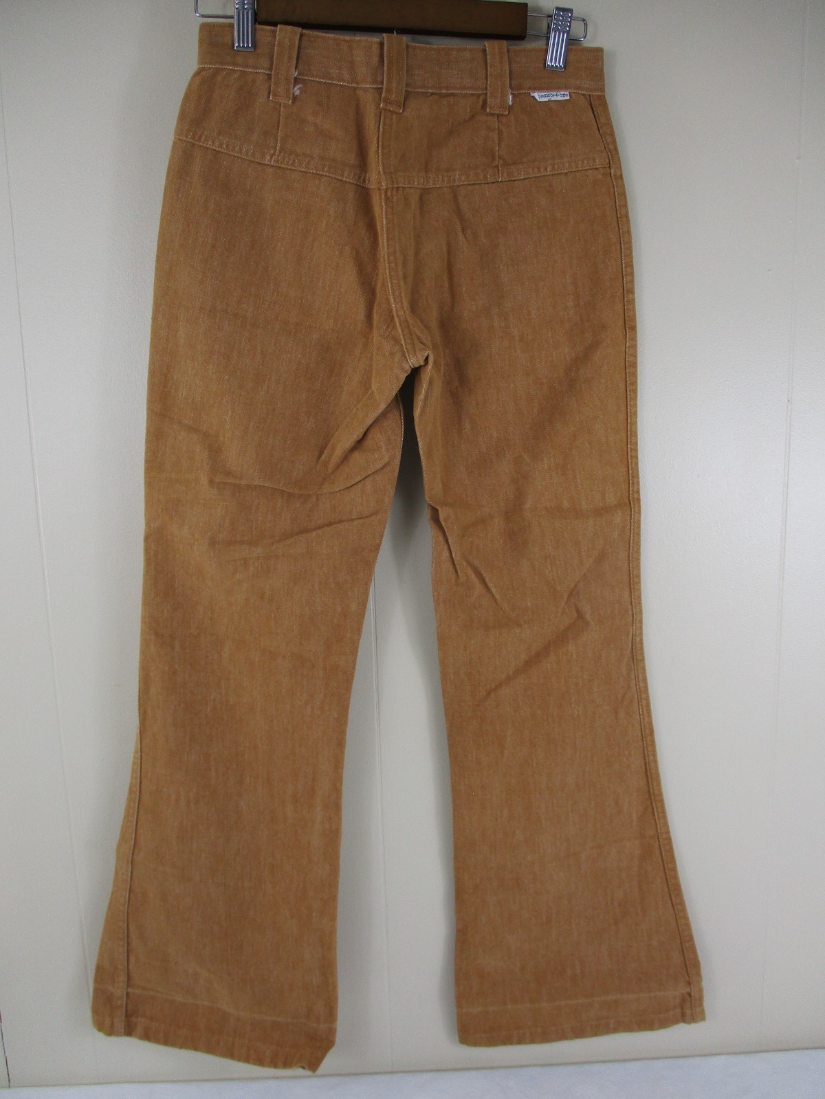VTG 70’s Plush Bottoms Bell Bottom Snap Fly Jeans Boho Hippy 27 X 29 Brown Twill
