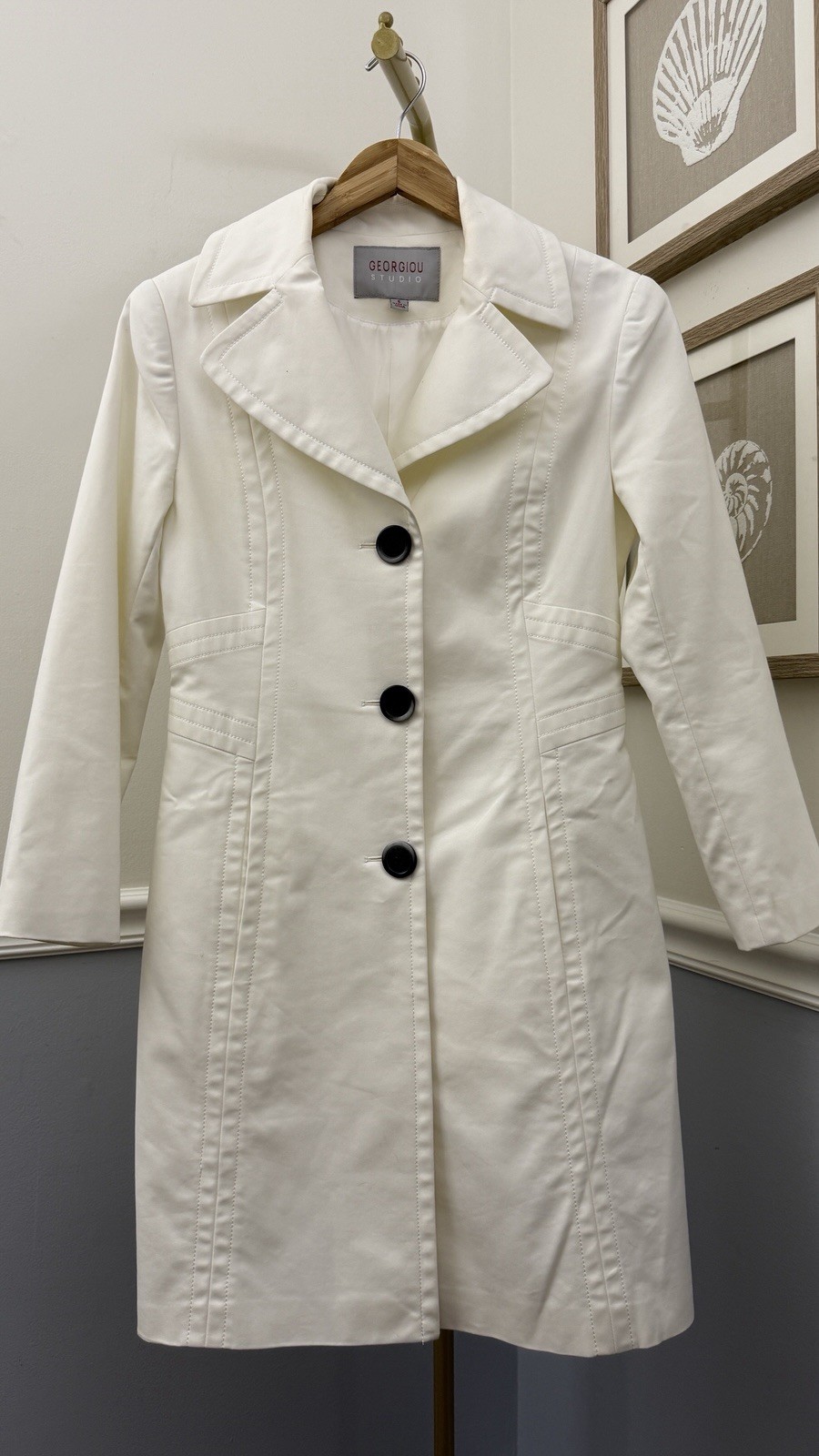 ⭐GEORGIOU STUDIO | Women’s Small | IVORY | Trench Coat