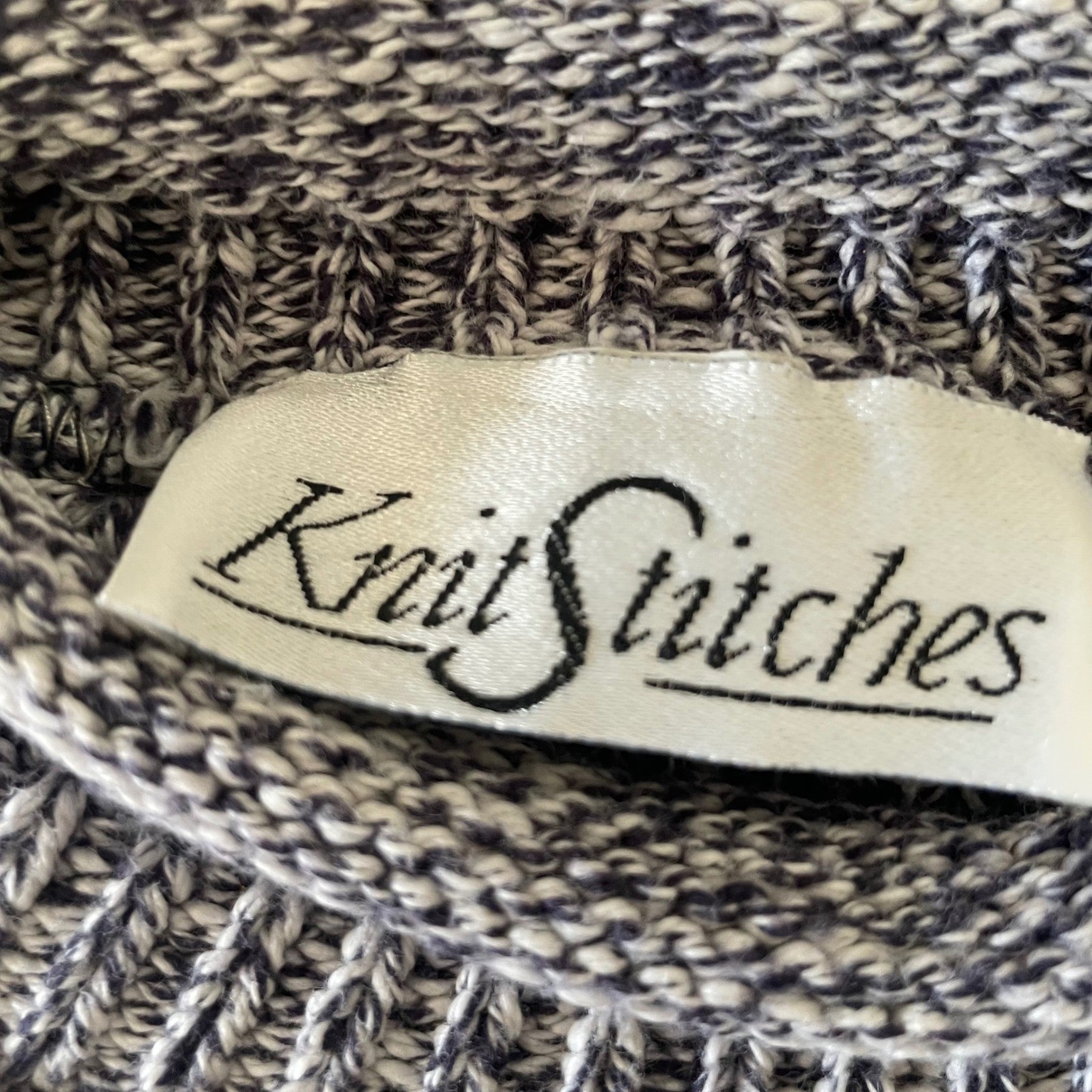 Vintage Roll Neck Knit Stitches Sweater Womens M Cropped Boxy Oarsman Fisherman