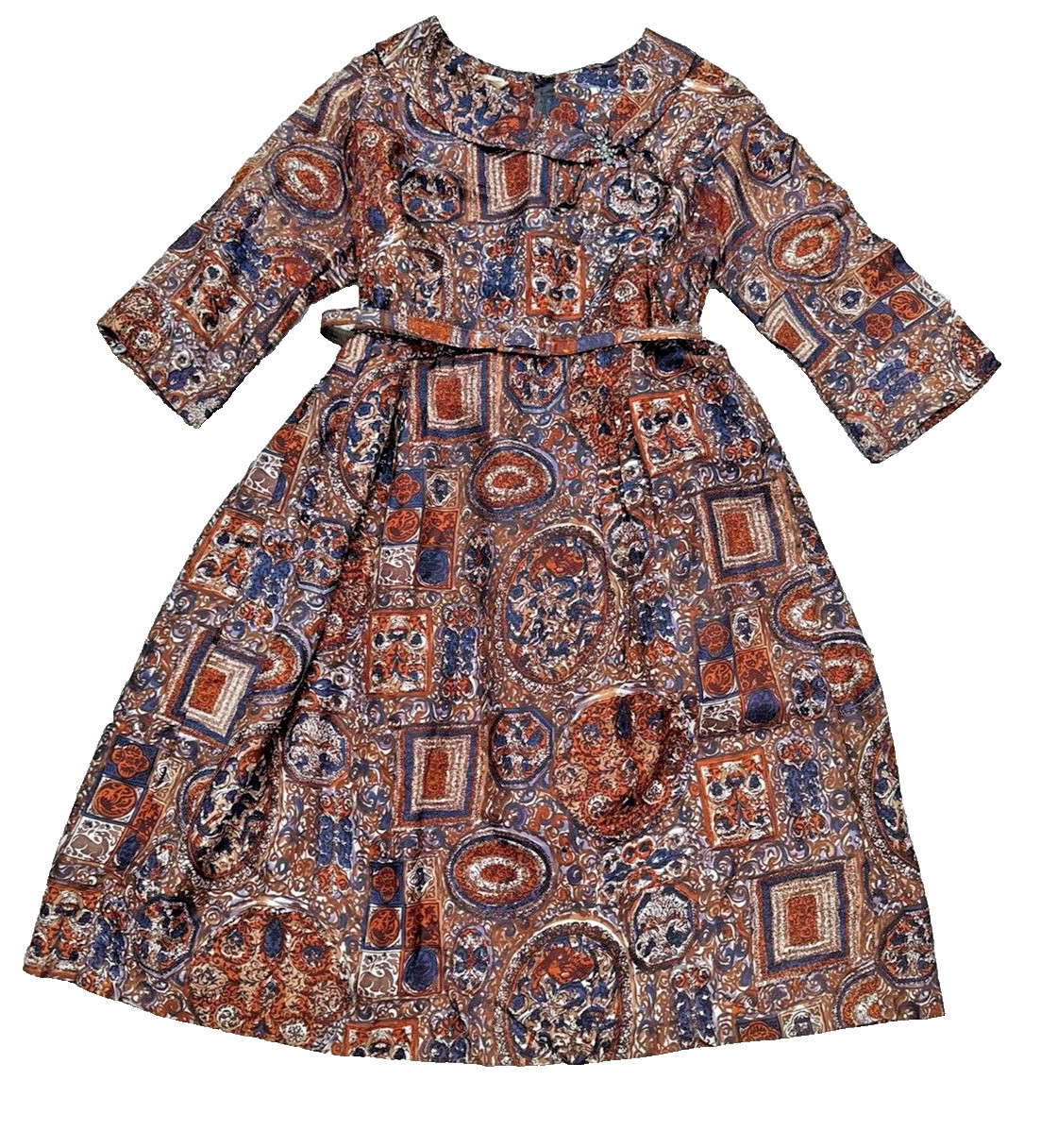 Vintage SLIMAKER DRESS size Large Belted RETRO