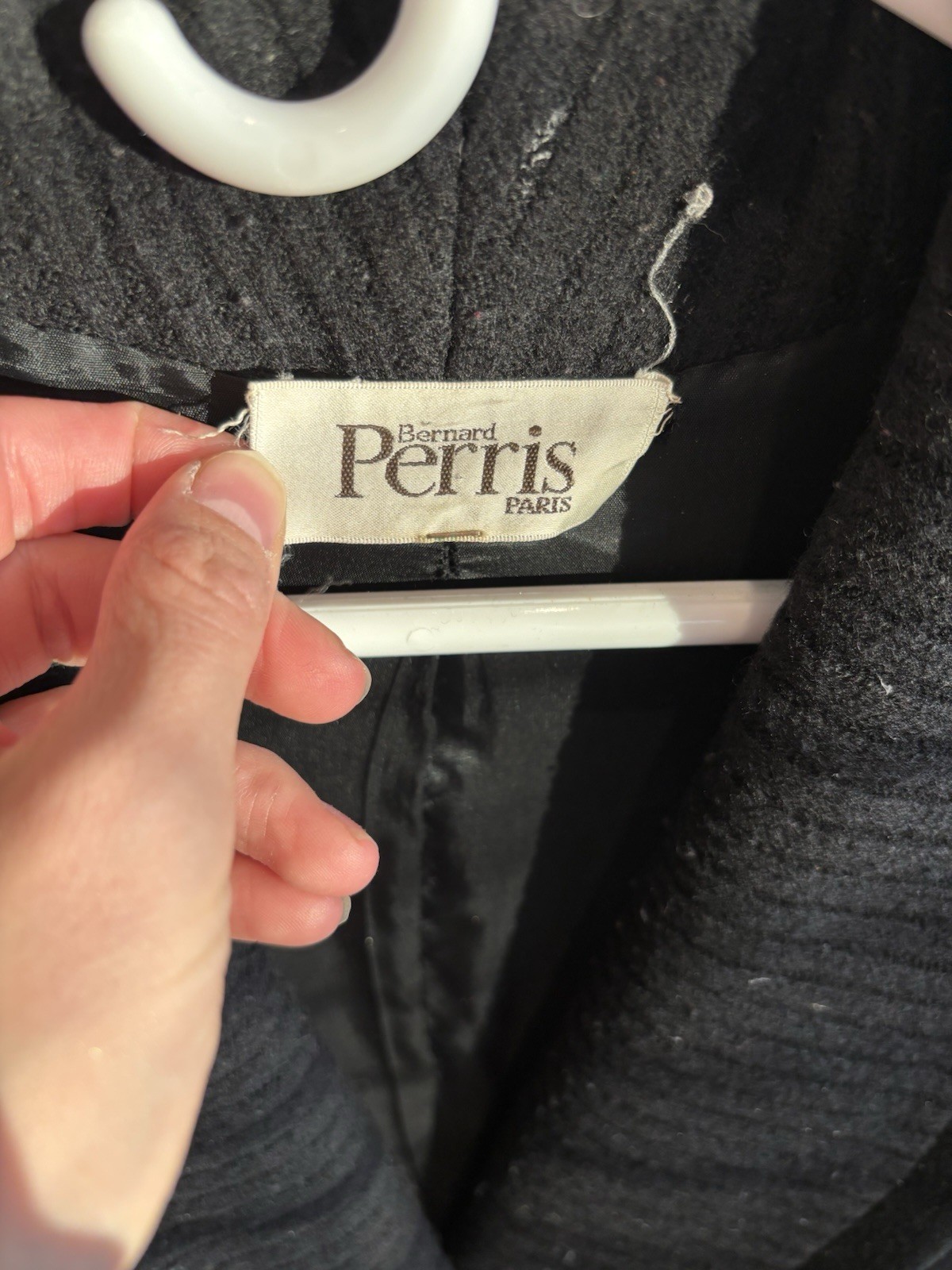 Bernard Perris Paris Vintage Black Full Length Wool Coat Pockets Small READ